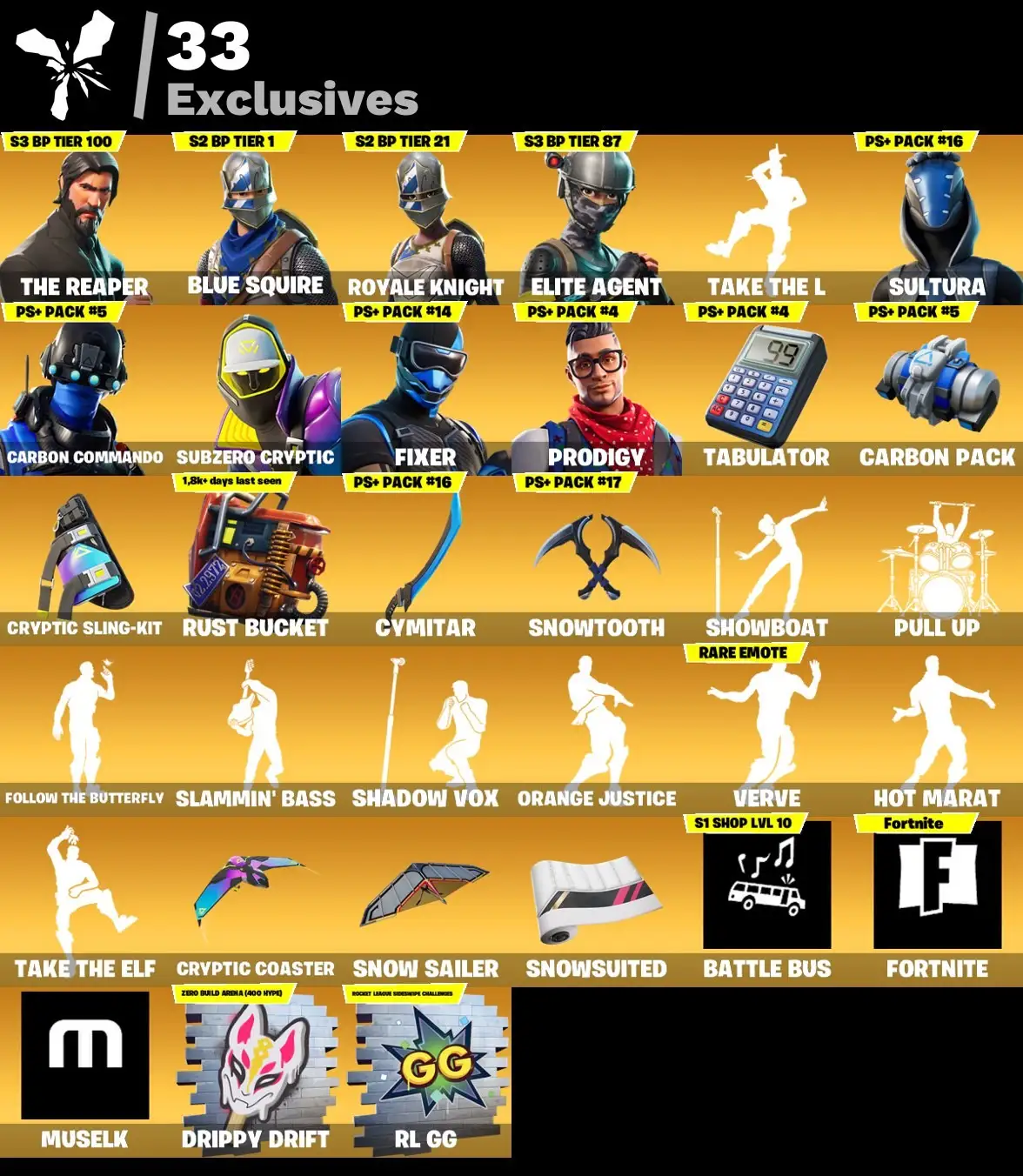 146 skins | The Reaper | Blue Squire | Royale Knight | Elite Agent | Take The L | Sultura | Carbon Commando | Subzero Cryptic | Fixer | Prodigy | 450 VB