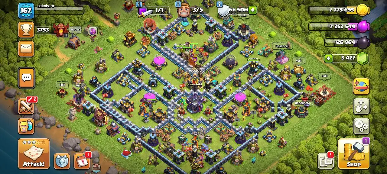 [#754] SEMI-MAX TH 15 | 67-67-50-40-20 HEROES | STACKED MAGIC ITEMS | 1233 CWL MEDALS | FREE RENAME | BEST EQUIPMENT | INSTANT DELIVERY