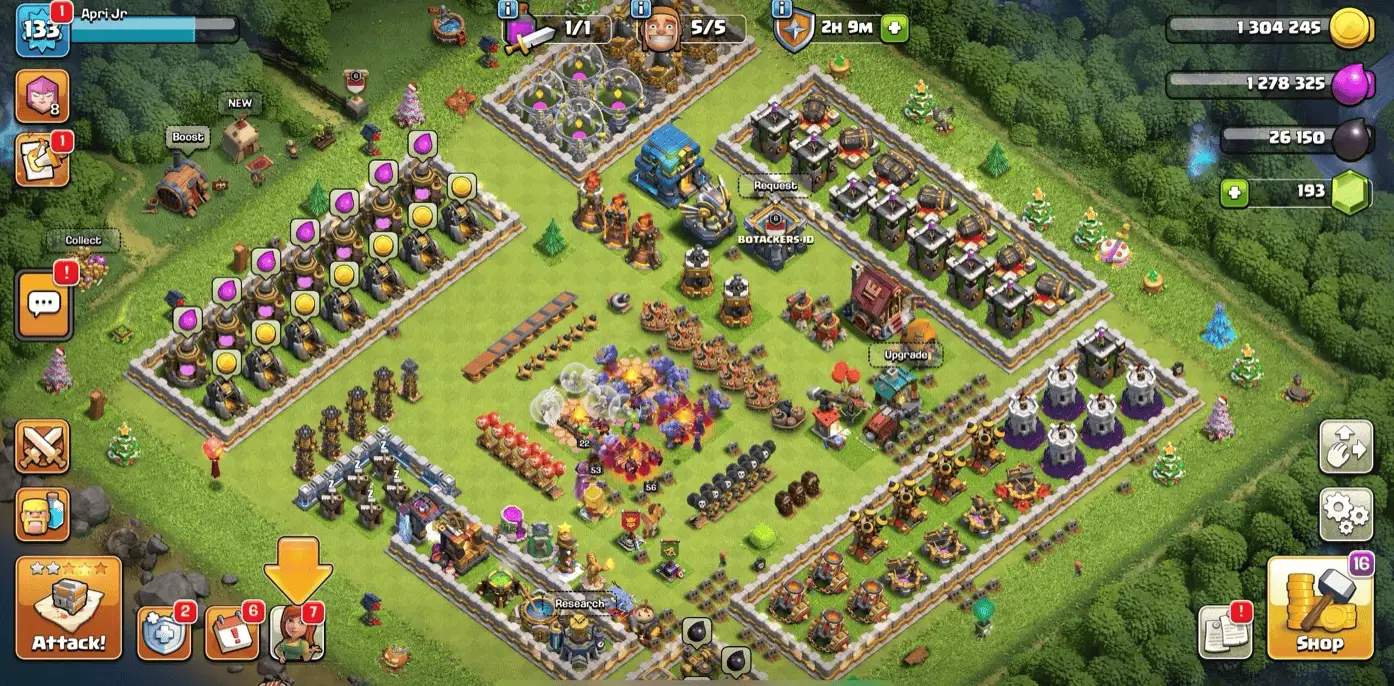 🔥 TH12 • Lvl 133 • Queen 52 • King 52 • Warden 30 • Strong Walls • Maxed Troops • Clean & Active 🔥