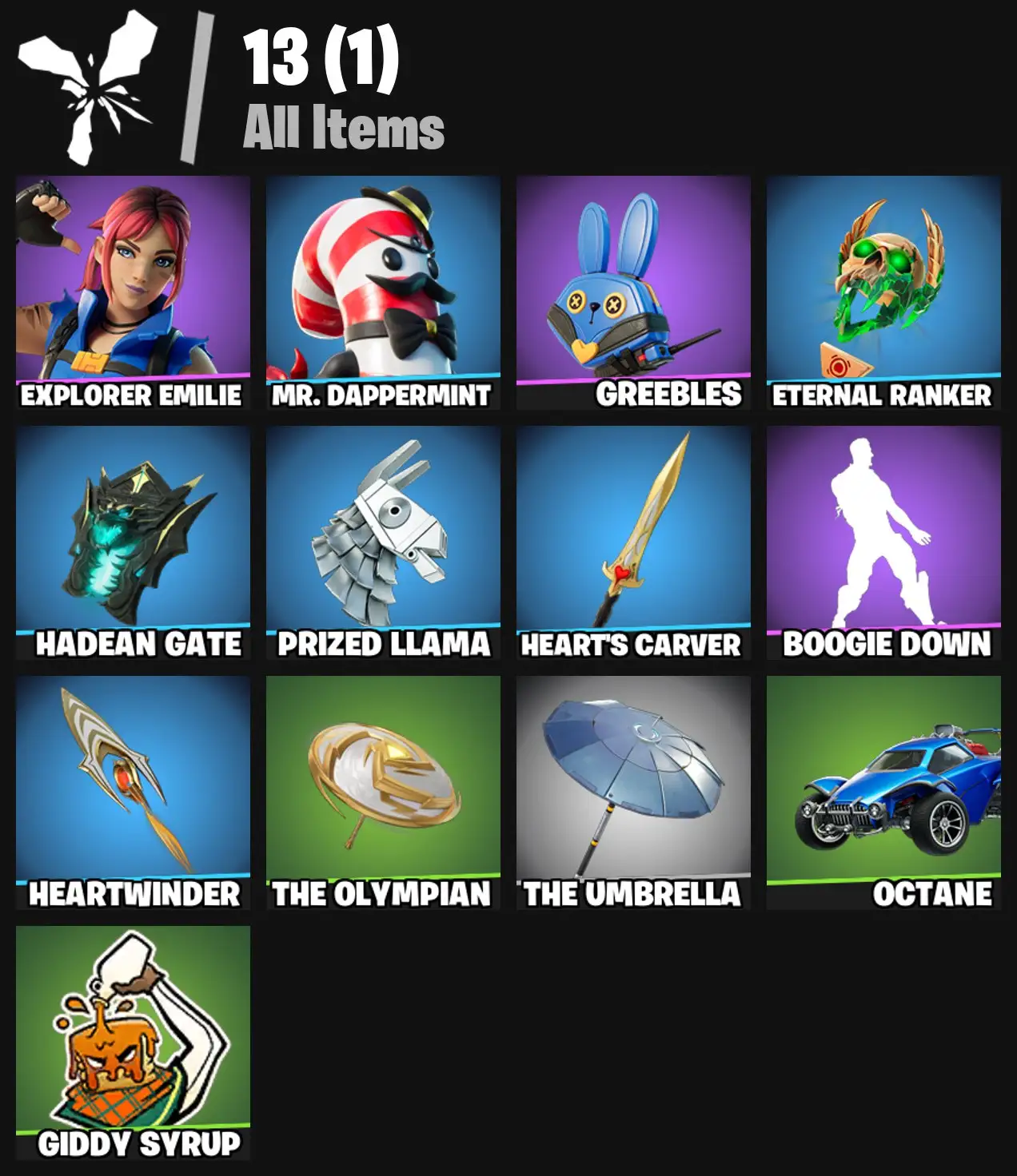 [PC/PSN/XBOX] 2 skins | Explorer Emilie | Mr. Dappermint | Greebles | Eternal Ranker | Hadean Gate | Prized Llama | Heart's Carver | Boogie Down | 0 VB