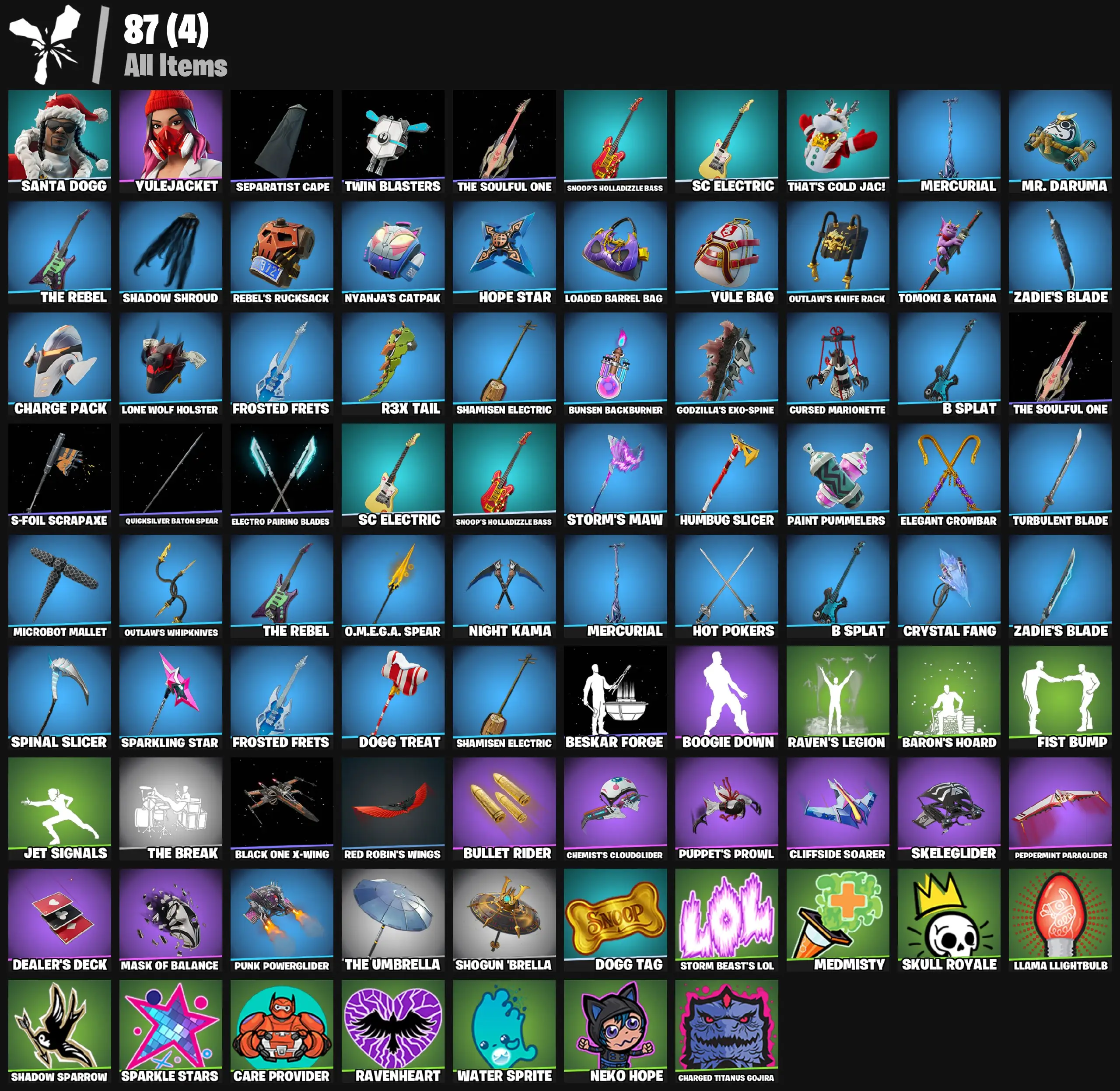 [PC/PSN/XBOX] 2 skins | Santa Dogg | Yulejacket | Separatist Cape | Twin Blasters | The Soulful One | Snoop's Holladizzle Bass | SC Electric | 200 VB