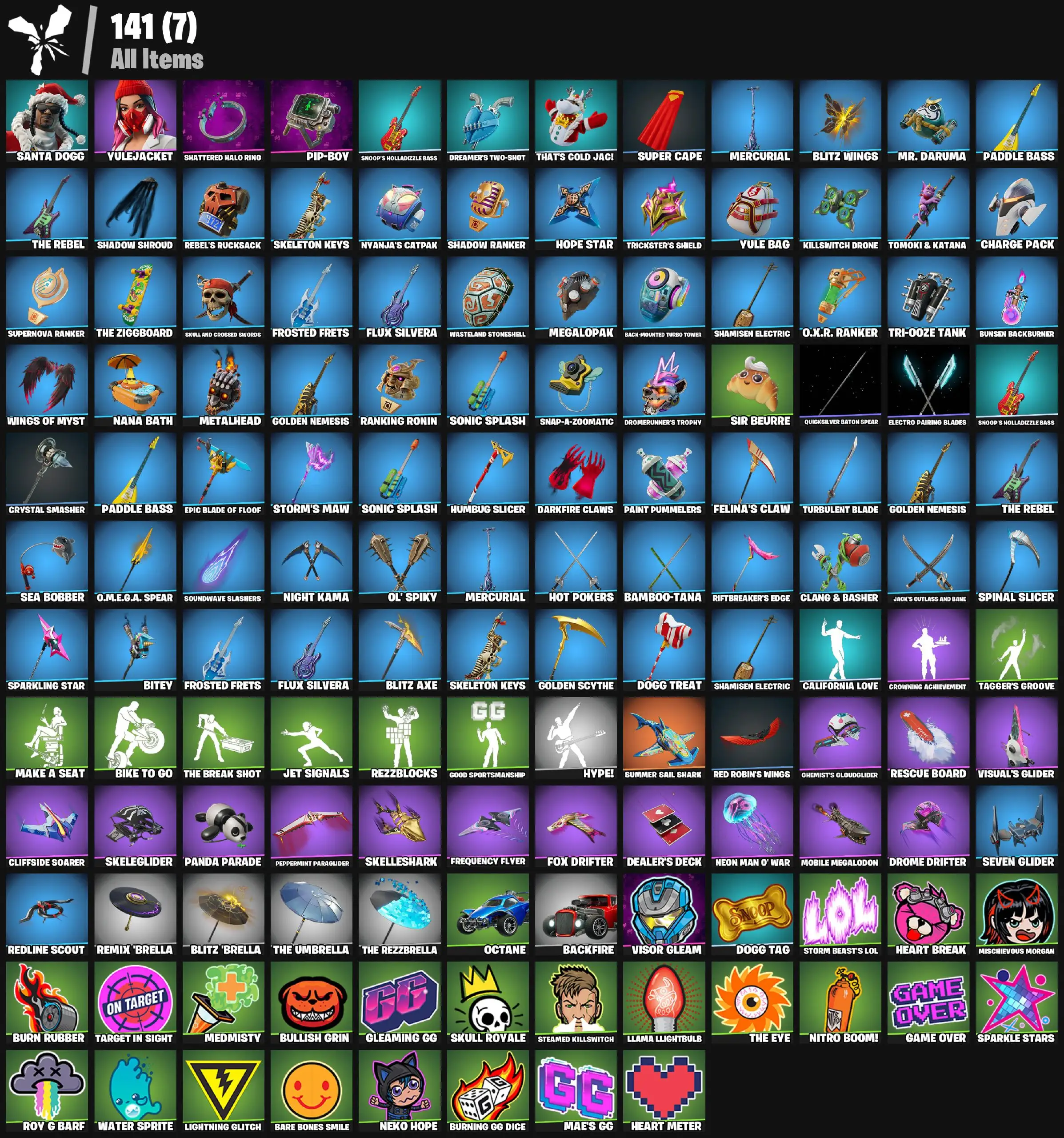 [PC/PSN/XBOX] 2 skins | Santa Dogg | Yulejacket | Shattered Halo Ring | Pip-Boy | Snoop's Holladizzle Bass | Dreamer's Two-Shot | That's Cold Jac! | 600 VB