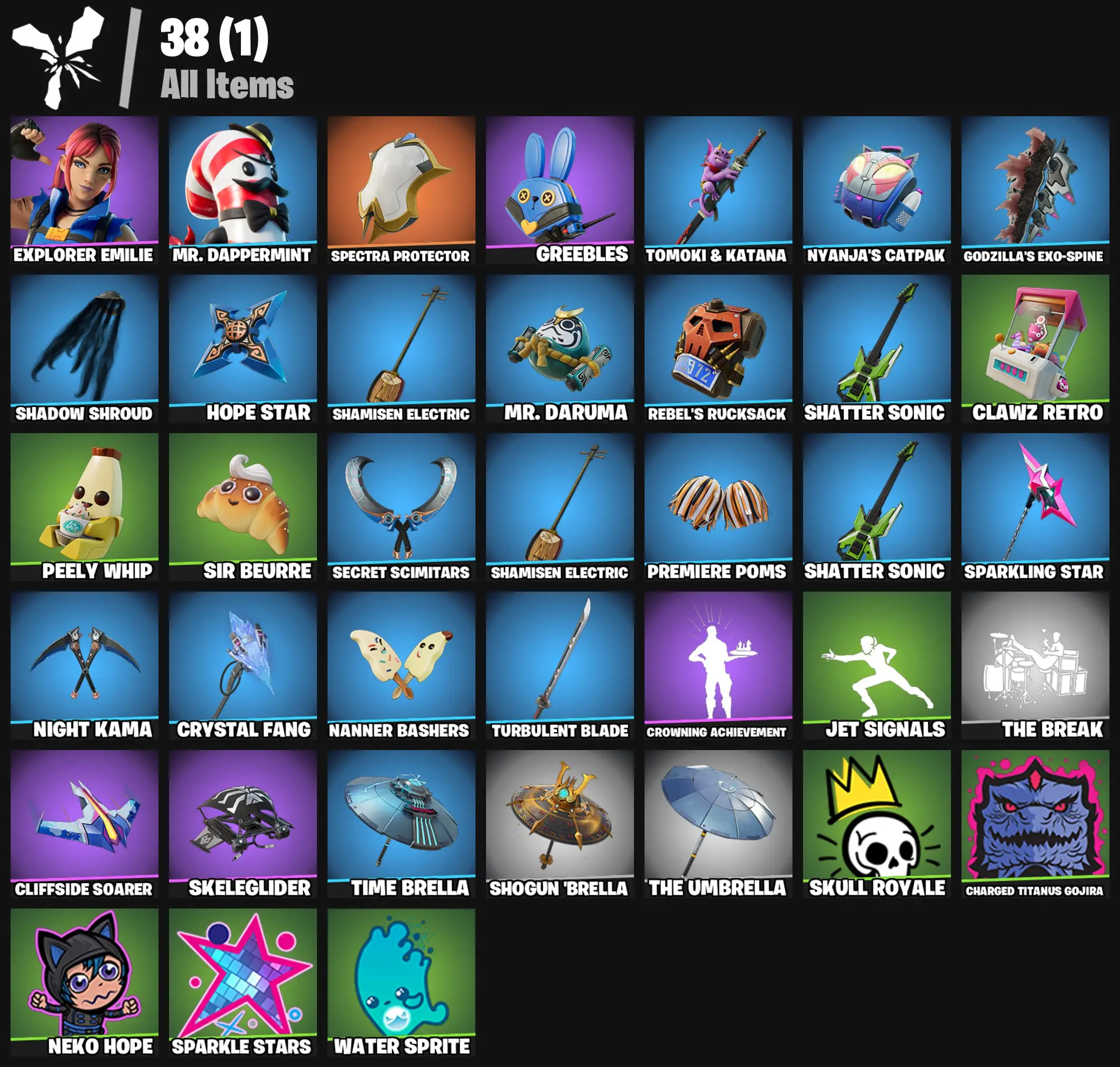 [PC/PSN/XBOX] 2 skins | Explorer Emilie | Mr. Dappermint | Spectra Protector | Greebles | Tomoki & Katana | Nyanja's Catpak | Godzilla's Exo-Spine | 100 VB