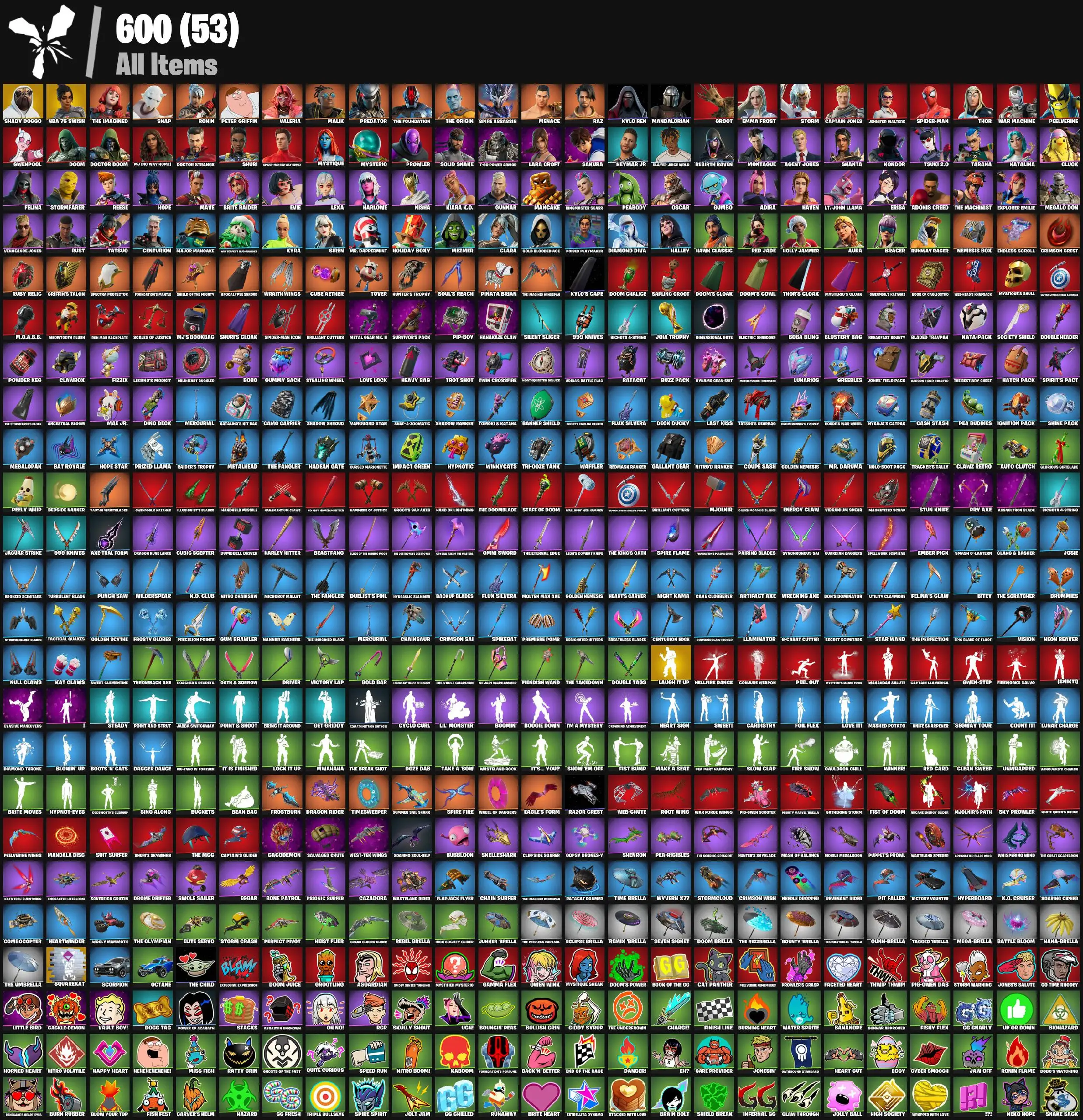 [PC/PSN/XBOX] 97 skins | Shady Doggo | Explorer Emilie | NBA 75 Swish | Greebles | Clawz Retro | Holo-Boot Pack | Laugh It Up | Boogie Down | The Origin | Parental