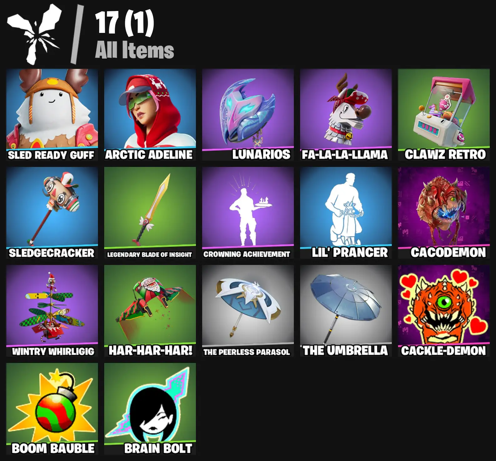 [PC/PSN/XBOX] 2 skins | Sled Ready Guff | Arctic Adeline | Lunarios | Fa-la-la-Llama | Clawz Retro | Sledgecracker | Legendary Blade of Insight | 100 VB