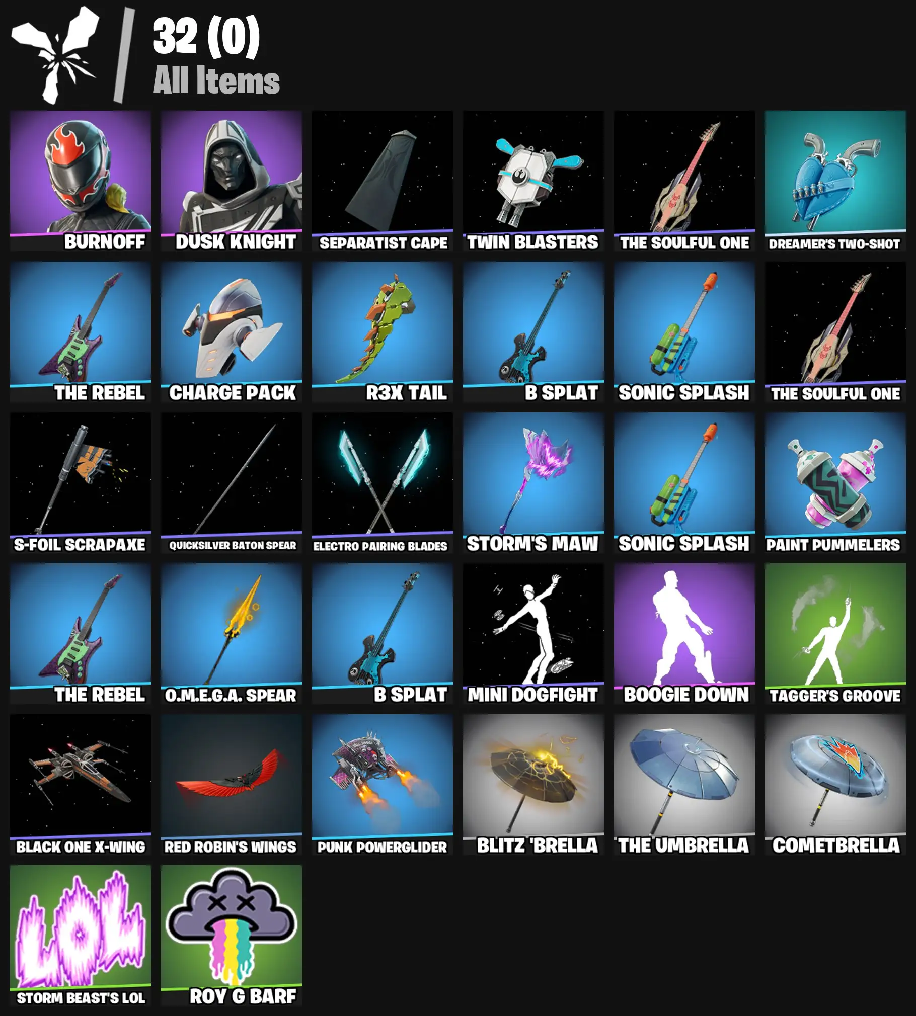 [PC/PSN/XBOX] 2 skins | Burnoff | Blitz Knight | Separatist Cape | Twin Blasters | The Soulful One | Dreamer's Two-Shot | The Rebel | Charge Pack | 200 VB