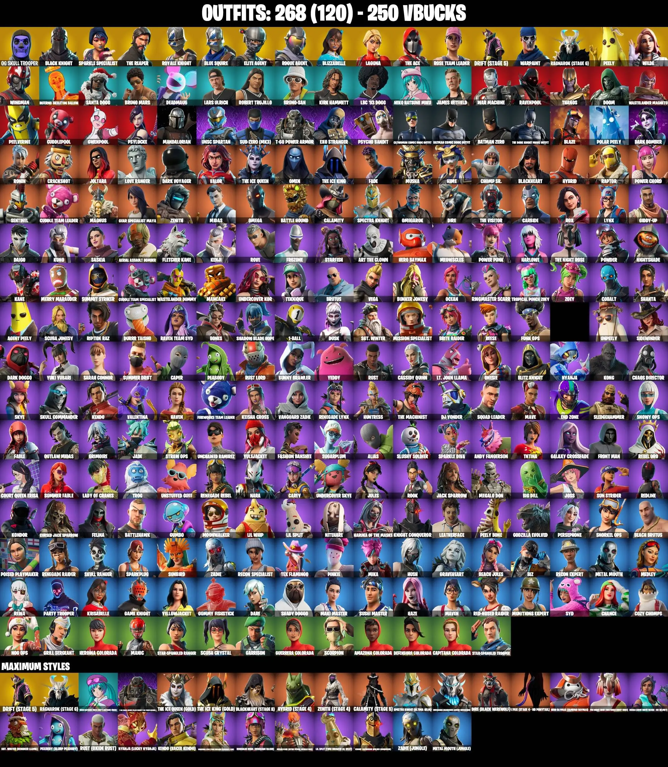 268 SKINS / OG SKULL TROOPER / BLACK KNIGHT / OG AERIAL ASSAULT ONE OG STW