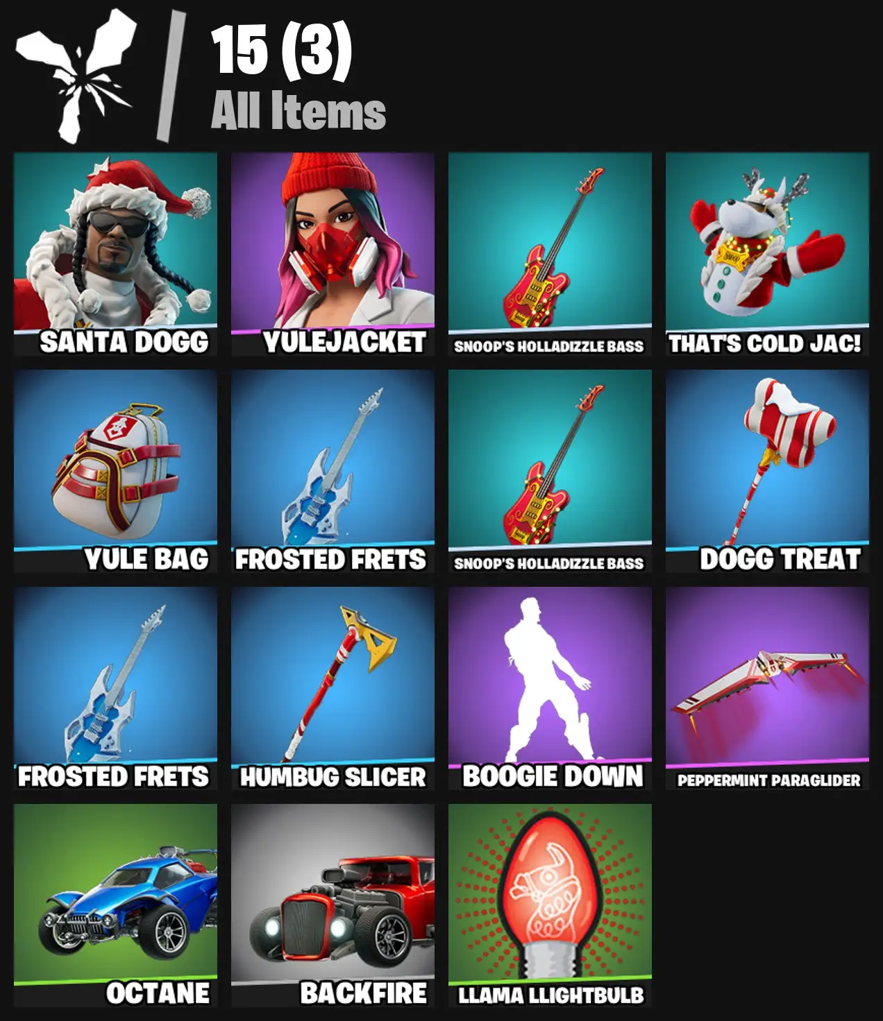 [PC/PSN/XBOX] 2 skins | Santa Dogg | Yulejacket | Snoop's Holladizzle Bass | That's Cold Jac! | Yule Bag | Frosted Frets | Snoop's Holladizzle Bass | 0 VB