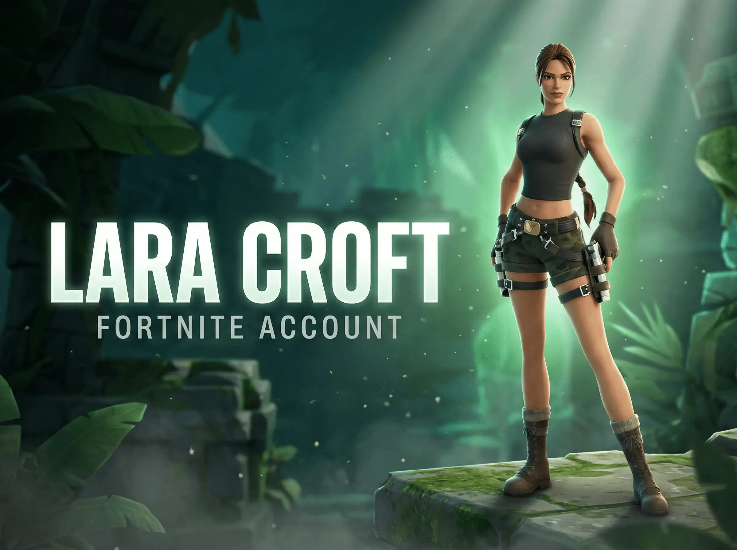 Fortnite Account With 100% Lara Croft + Random Rare Skins, Pickaxes, Emotes.