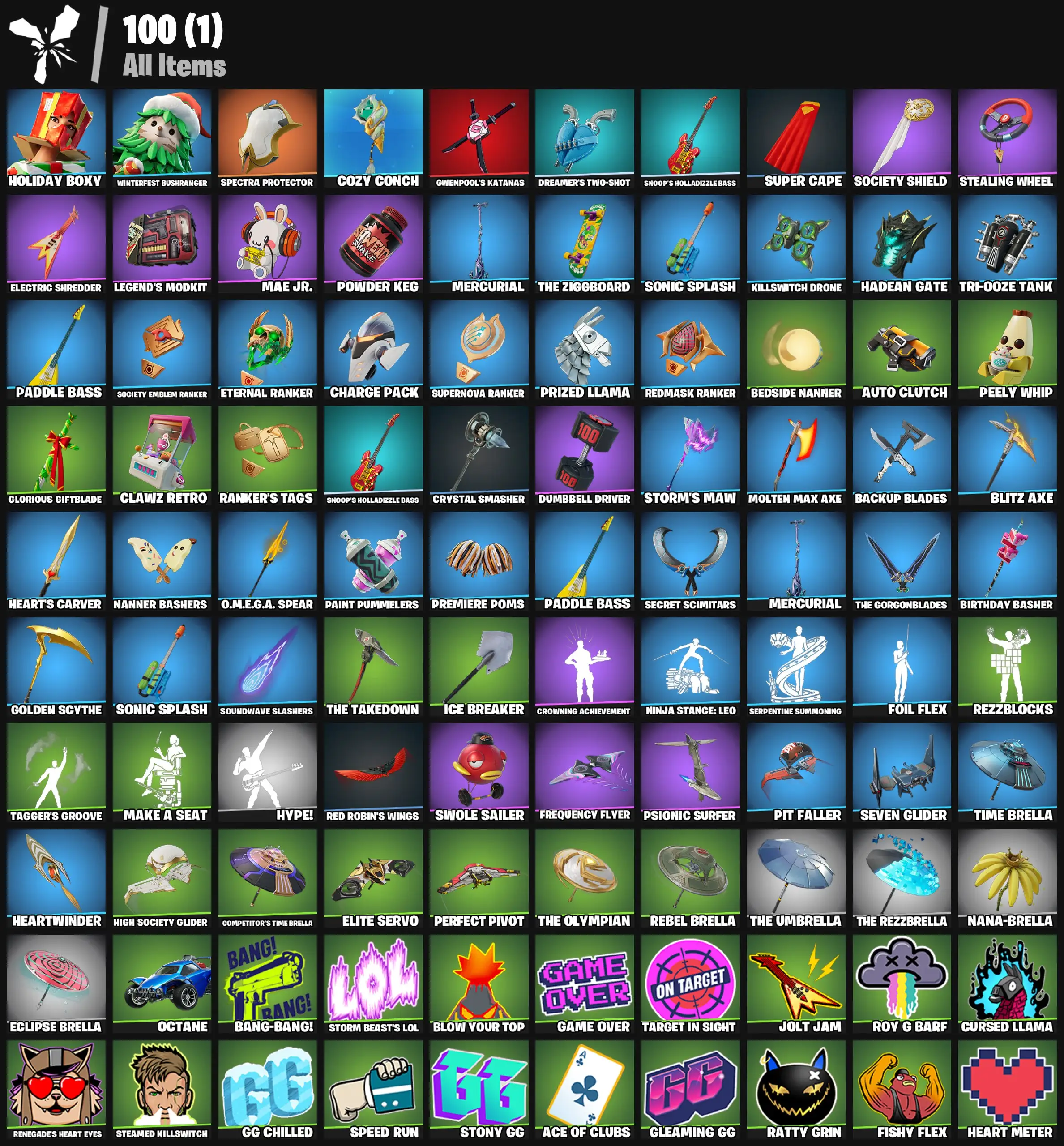 [PC/PSN/XBOX] 2 skins | Holiday Boxy | Winterfest Bushranger | Spectra Protector | Cozy Conch | Gwenpool's Katanas | Dreamer's Two-Shot | 100 VB