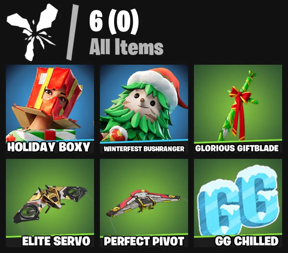 [PC/PSN/XBOX] 2 skins | Holiday Boxy | Winterfest Bushranger | Glorious Giftblade | Elite Servo | Perfect Pivot | 0 VB