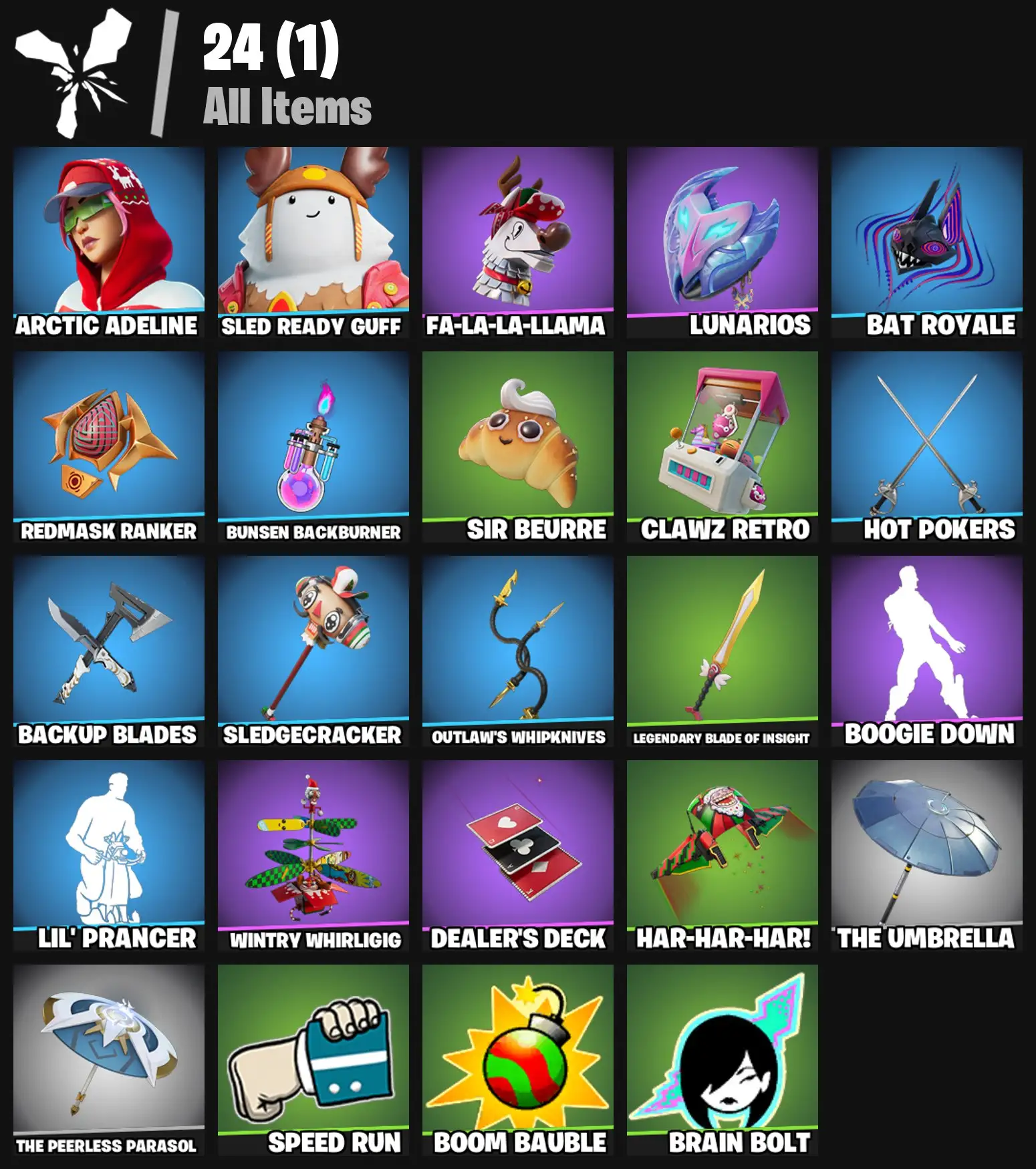[PC/PSN/XBOX] 2 skins | Arctic Adeline | Sled Ready Guff | Fa-la-la-Llama | Lunarios | Bat Royale | Redmask Ranker | Bunsen Backburner | Sir Beurre | 100 VB
