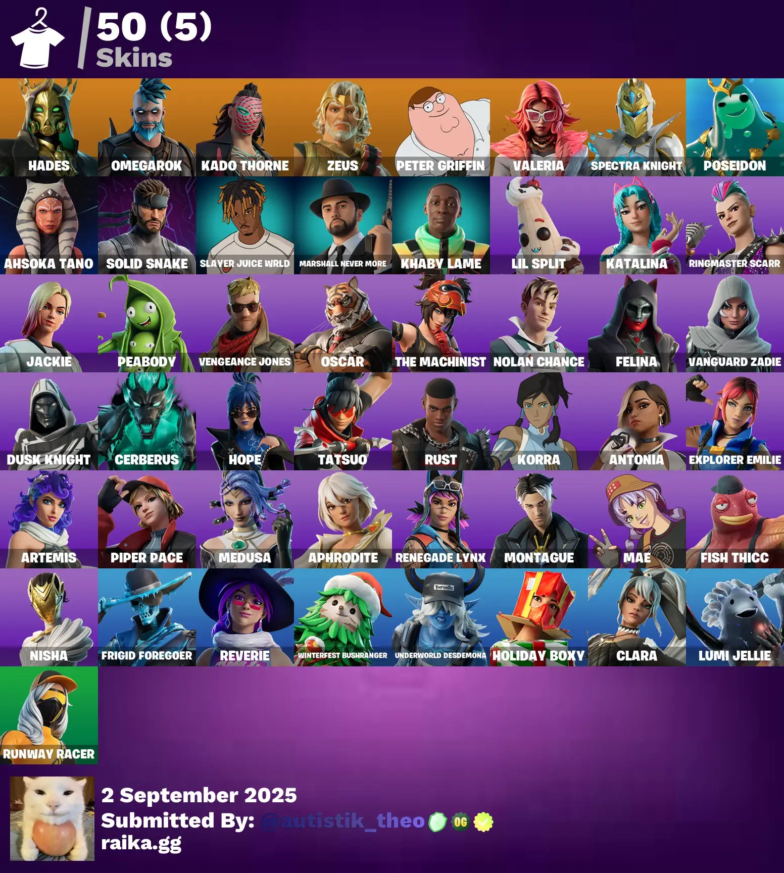 [PC/PSN] 50 skins | Hades | Omegarok | Kado Thorne | Zeus | Peter Griffin | Valeria | Spectra Knight | Poseidon | Ahsoka Tano | Solid Snake | 0 VB