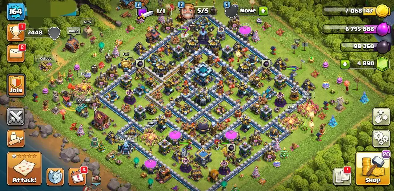 ⚔️ SEMI MAX ⚔️ TH-13 🏰 👑 51-59-40-29-9 HEROES 👑 🎯 ATB 3253 🎯 💎 GEMS 4890 💎