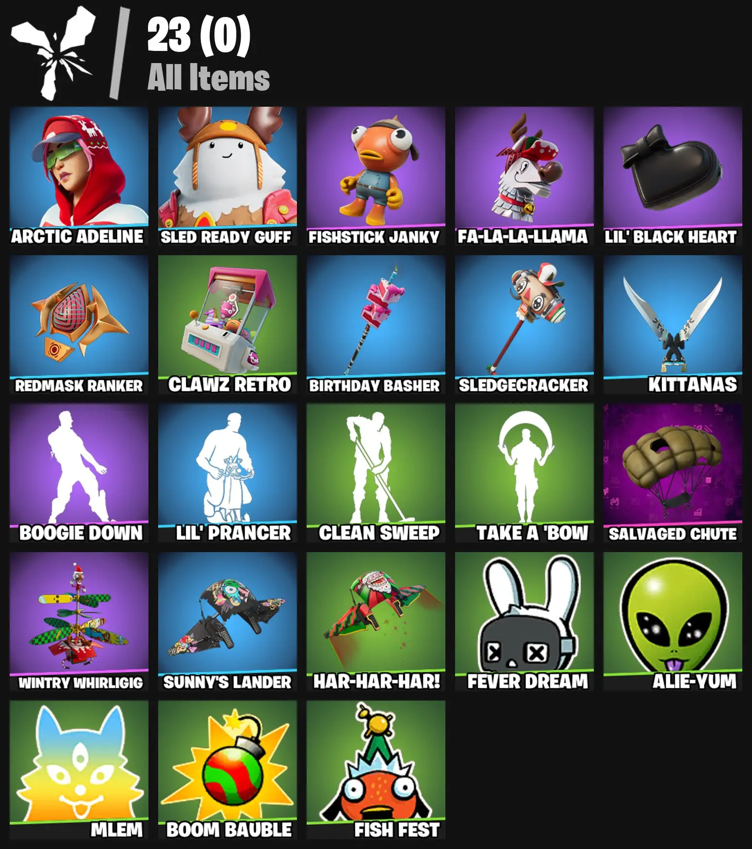 [PC/PSN/XBOX] 2 skins | Arctic Adeline | Sled Ready Guff | Fishstick Janky | Fa-la-la-Llama | Lil' Black Heart | Redmask Ranker | Clawz Retro | 200 VB