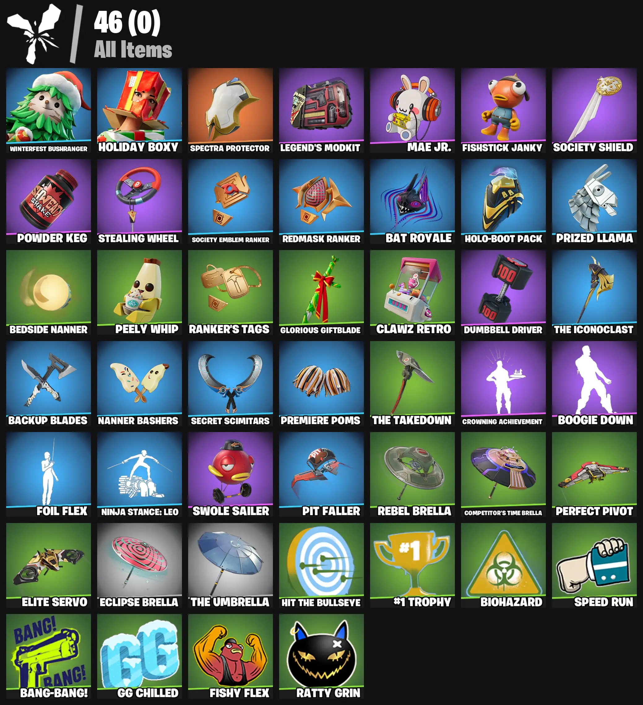 [PC/PSN/XBOX] 2 skins | Winterfest Bushranger | Holiday Boxy | Spectra Protector | Legend's Modkit | Mae Jr. | Fishstick Janky | Society Shield | 0 VB