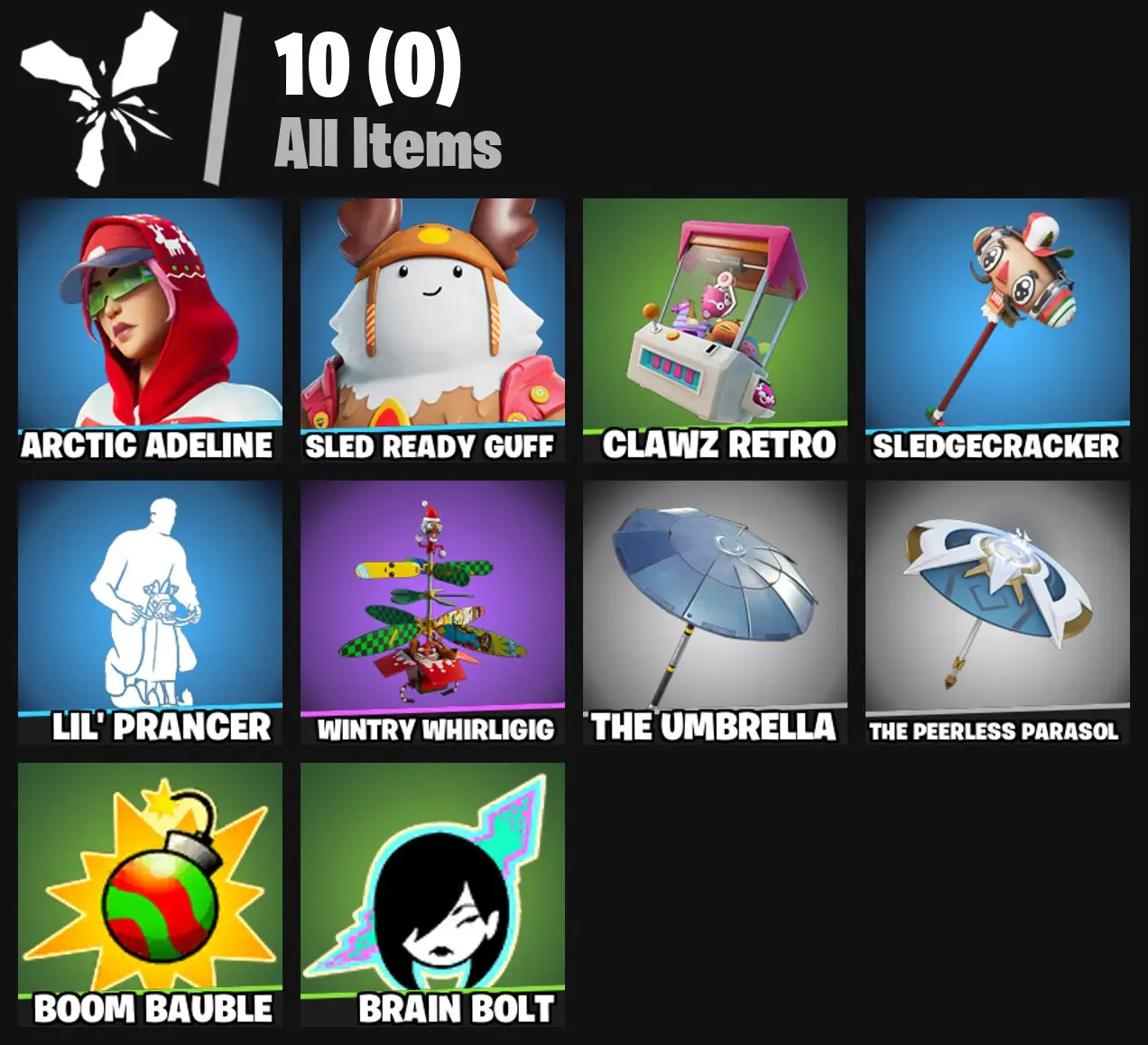 [PC/PSN/XBOX] 2 skins | Arctic Adeline | Sled Ready Guff | Clawz Retro | Sledgecracker | Lil' Prancer | Wintry Whirligig | The Umbrella | 0 VB