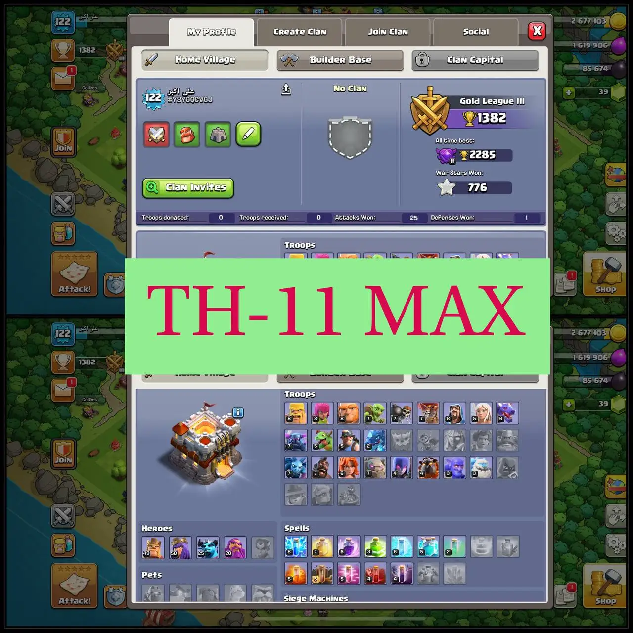 💎 TH-11 NEAR MAX | 122 XP | EQUIPMENT | 700 WAR STARS |GOOD DEFENSE - HERO'S 49-50-25-20 | QUICK DELIVERY ✅