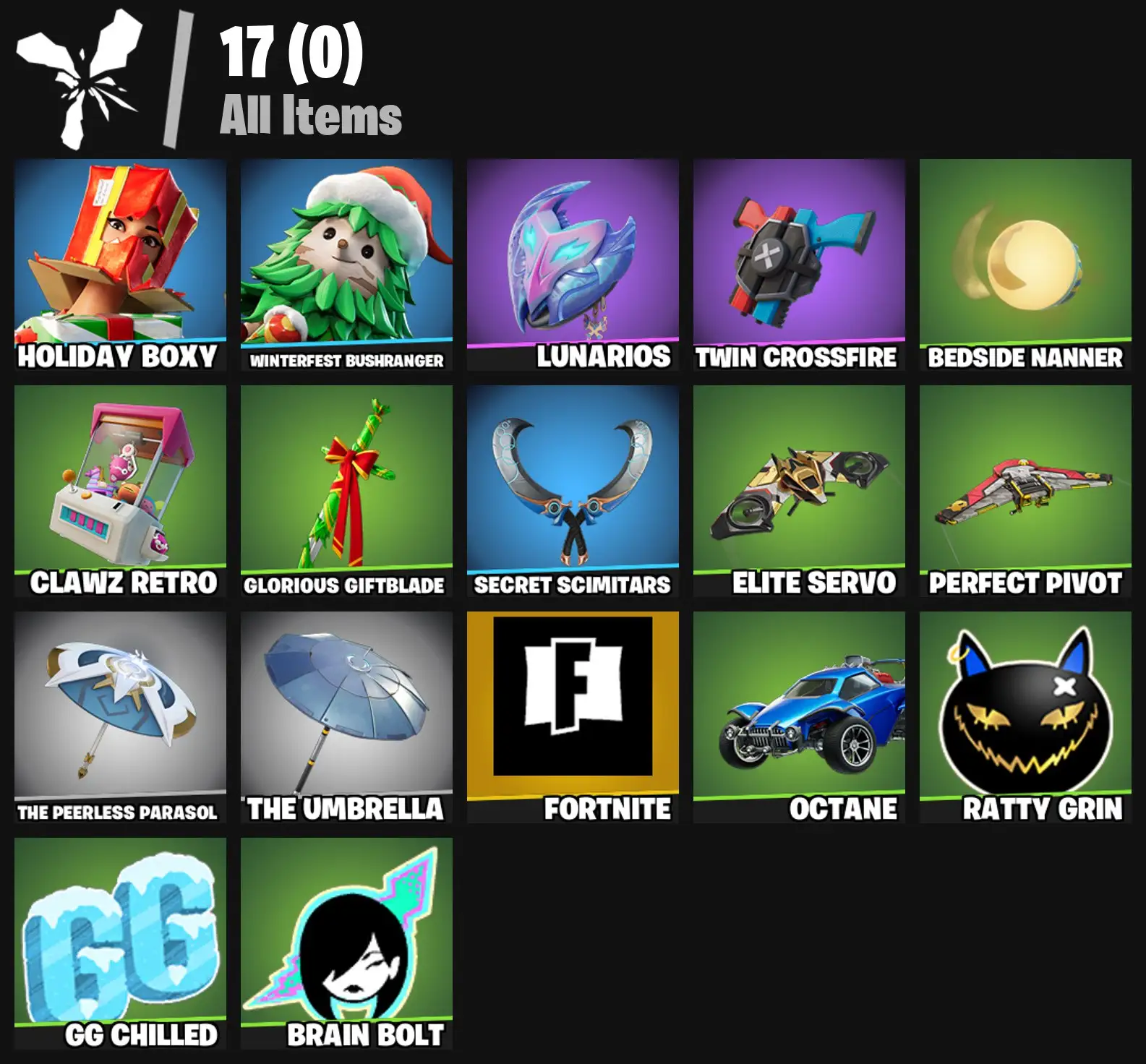 [PC/PSN/XBOX] 2 skins | Fortnite | Holiday Boxy | Winterfest Bushranger | Lunarios | Twin Crossfire | Bedside Nanner | Clawz Retro | 0 VB