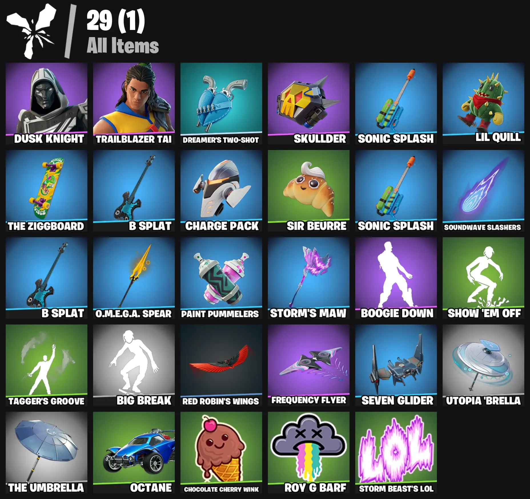 [PC/PSN/XBOX] 2 skins | Blitz Knight | Trailblazer Tai | Dreamer's Two-Shot | Skullder | Sonic Splash | Lil Quill | The Ziggboard | B Splat | 0 VB