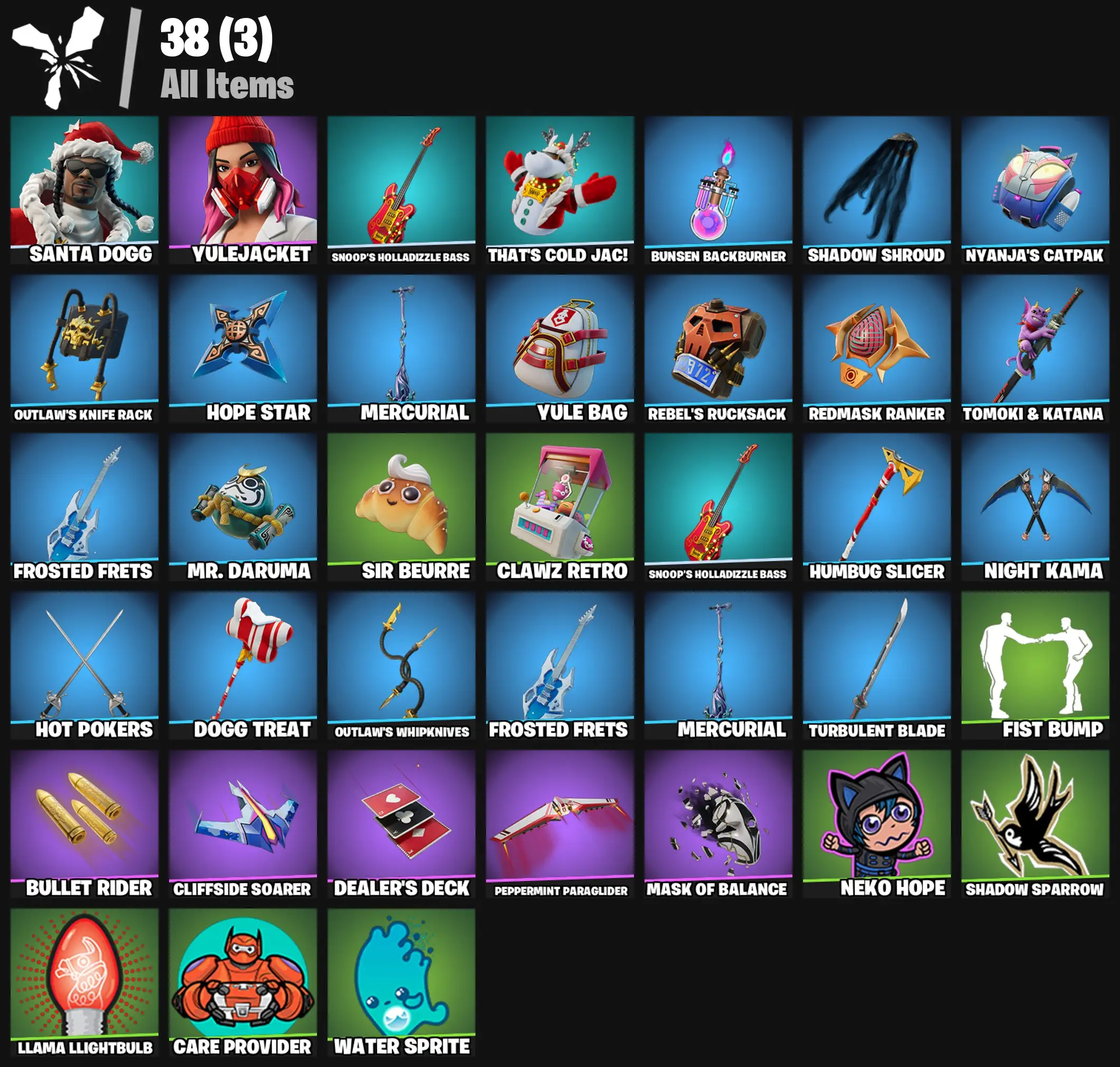 [PC/PSN/XBOX] 2 skins | Santa Dogg | Yulejacket | Snoop's Holladizzle Bass | That's Cold Jac! | Bunsen Backburner | Shadow Shroud | Nyanja's Catpak | 200 VB