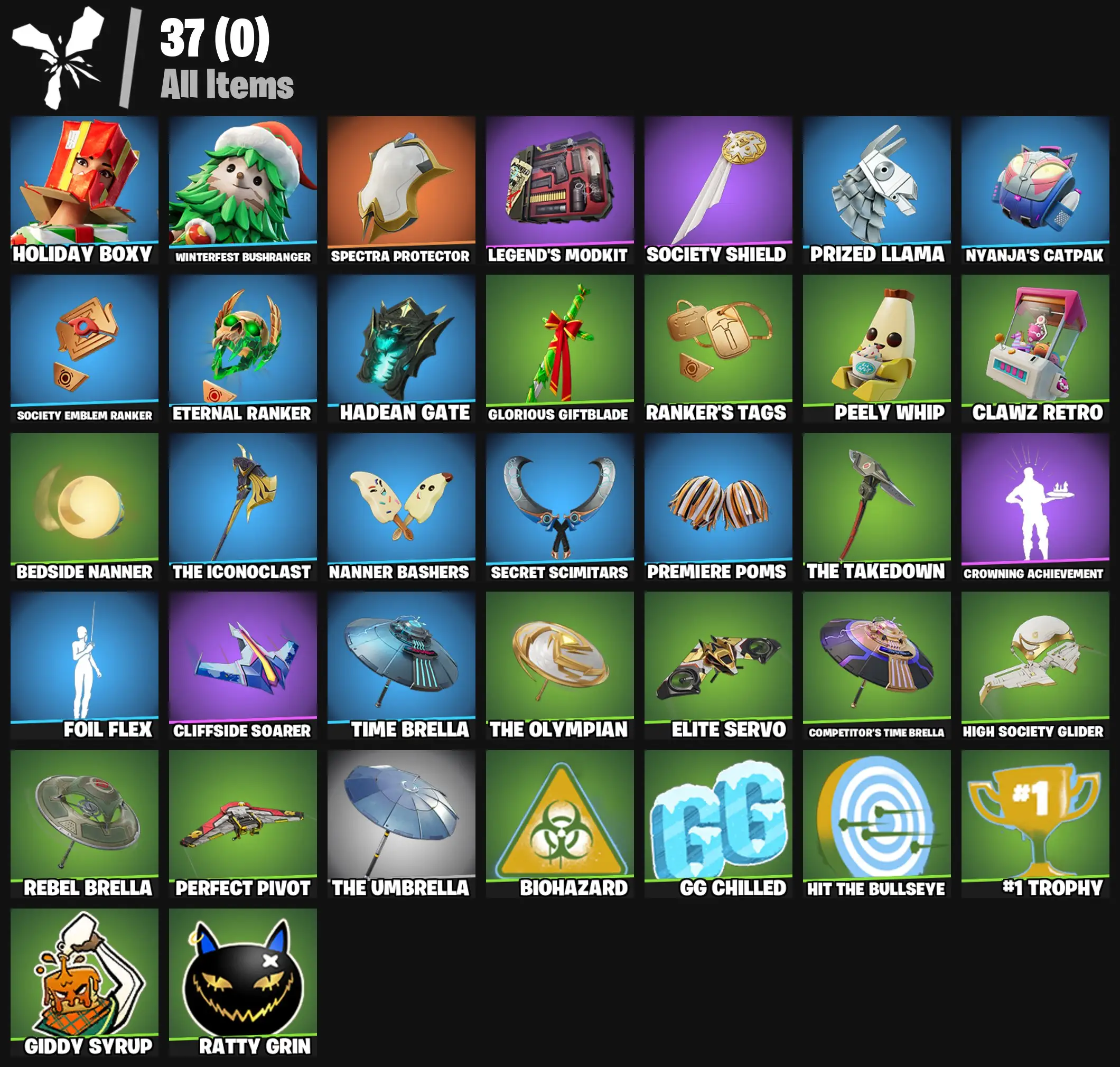 [PC/PSN/XBOX] 2 skins | Holiday Boxy | Winterfest Bushranger | Spectra Protector | Legend's Modkit | Society Shield | Prized Llama | Nyanja's Catpak | 200 VB