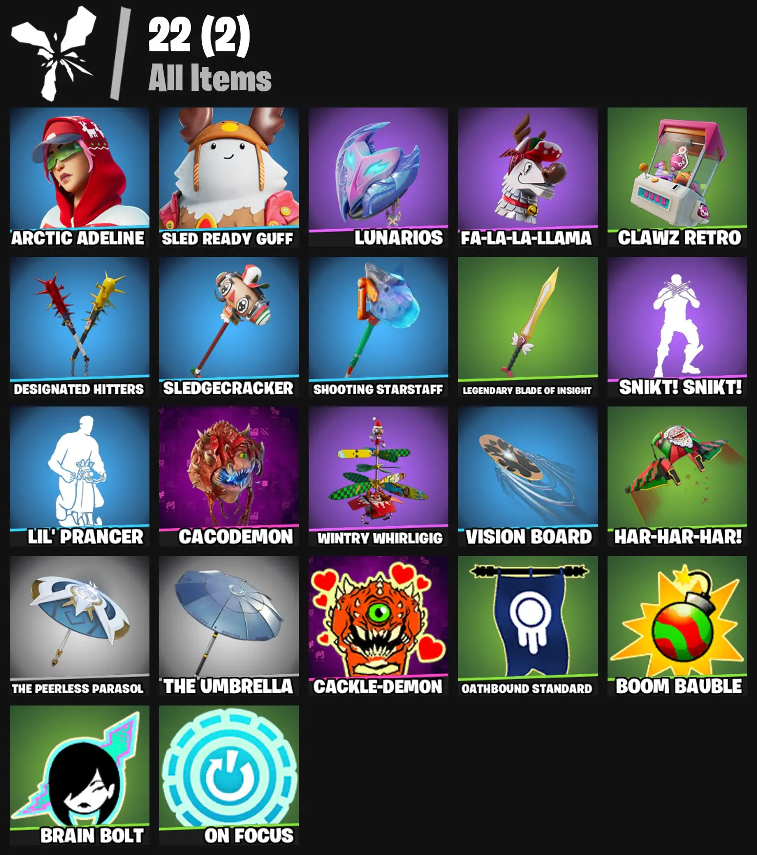 [PC/PSN/XBOX] 2 skins | Arctic Adeline | Sled Ready Guff | Lunarios | Fa-la-la-Llama | Clawz Retro | Designated Hitters | Sledgecracker | 100 VB