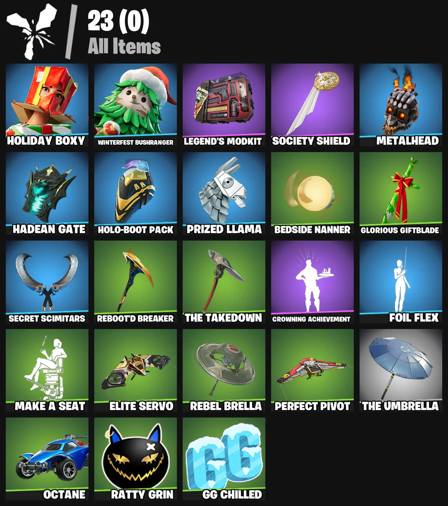 [PC/PSN/XBOX] 2 skins | Holiday Boxy | Winterfest Bushranger | Legend's Modkit | Society Shield | Metalhead | Hadean Gate | Holo-Boot Pack | 200 VB