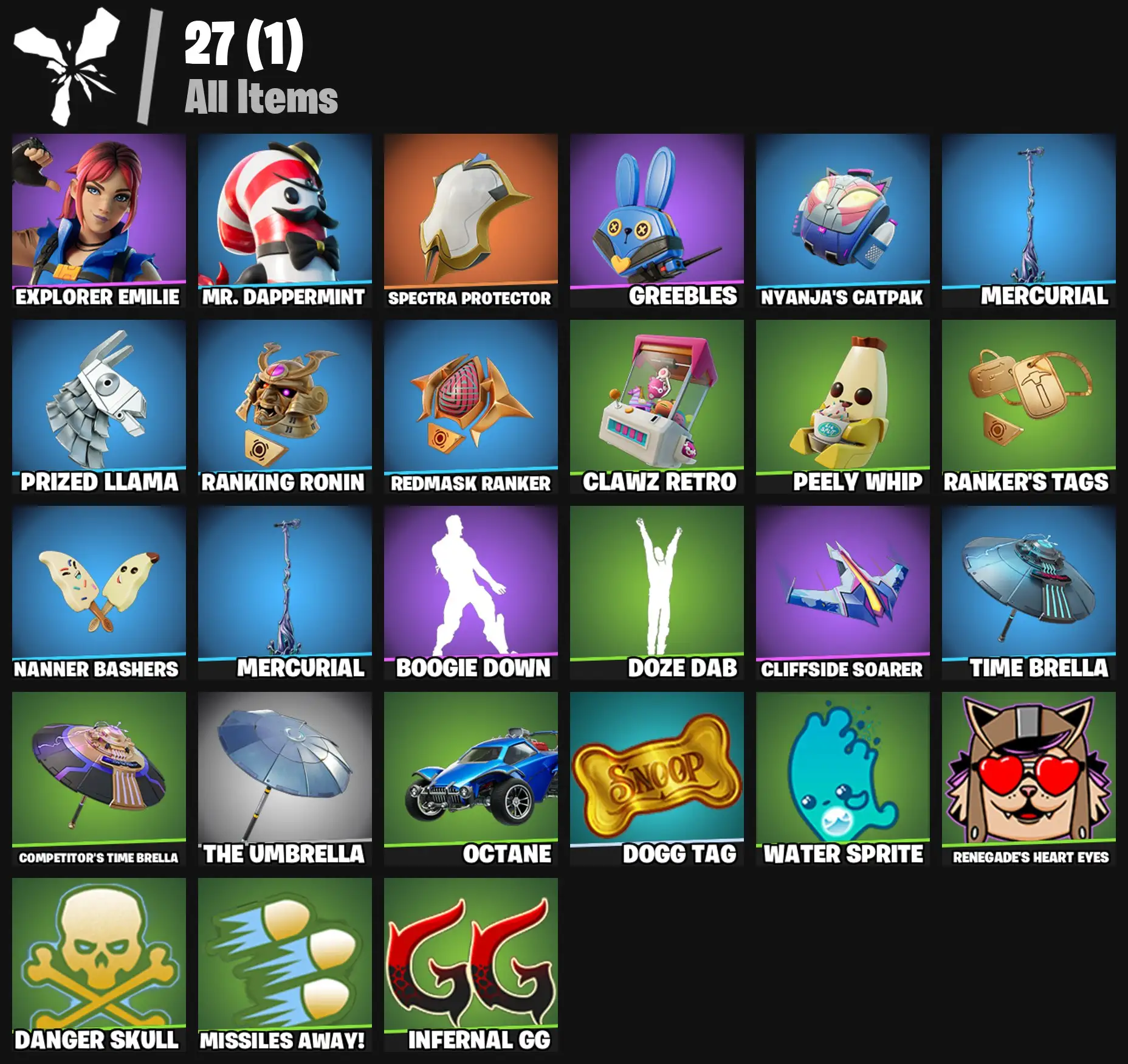 [PC/PSN/XBOX] 2 skins | Explorer Emilie | Mr. Dappermint | Spectra Protector | Greebles | Nyanja's Catpak | Mercurial | Prized Llama | Ranking Ronin | 100 VB