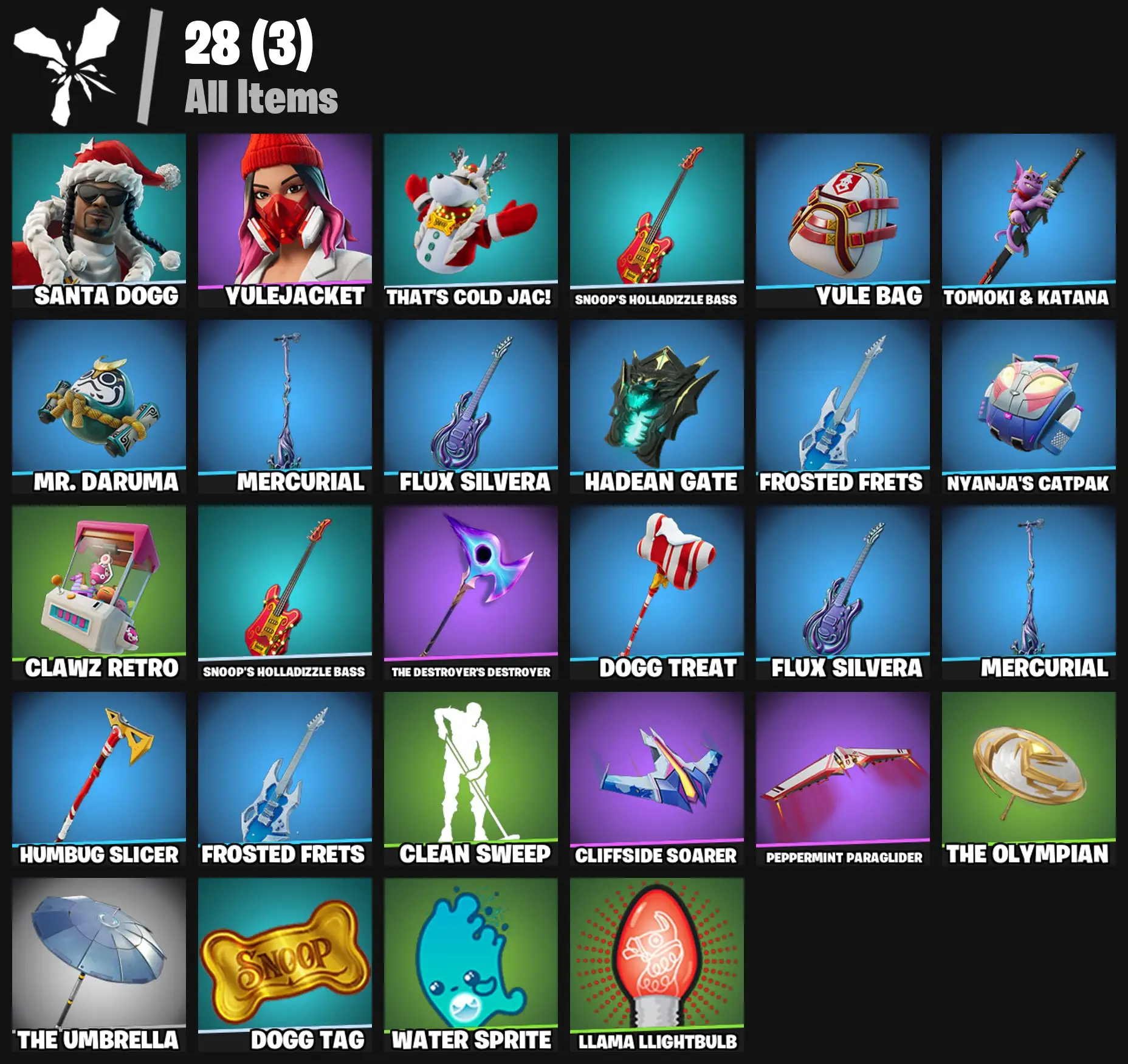 [PC/PSN/XBOX] 2 skins | Santa Dogg | Yulejacket | That's Cold Jac! | Snoop's Holladizzle Bass | Yule Bag | Tomoki & Katana | Mr. Daruma | Mercurial | 200 VB