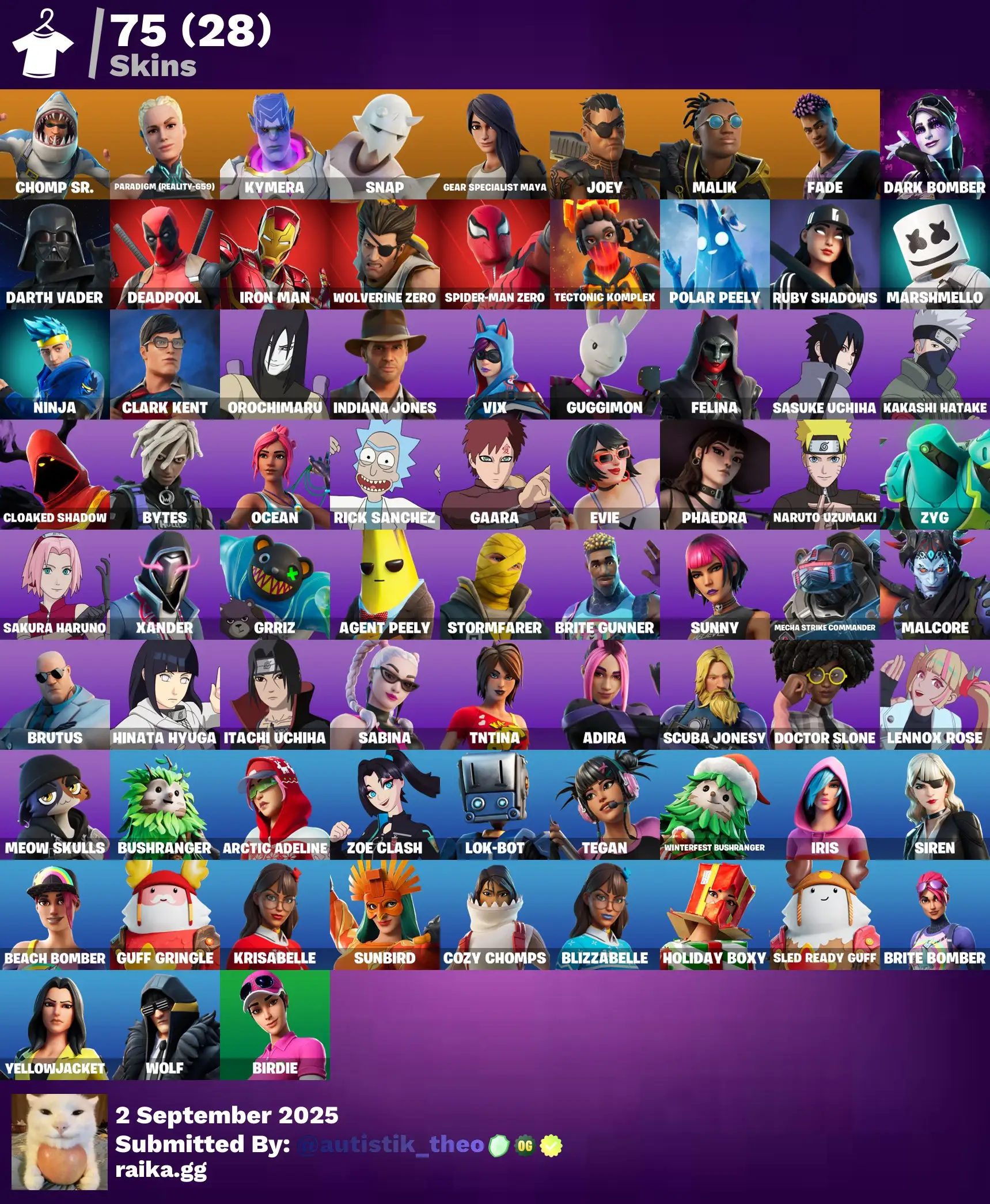 [PC/PSN/XBOX] 75 skins | Chomp Sr. | Paradigm (Reality-659) | Kymera | Snap | Gear Specialist Maya | Joey | Malik | Fade | Dark Bomber | Darth Vader | 420 VB