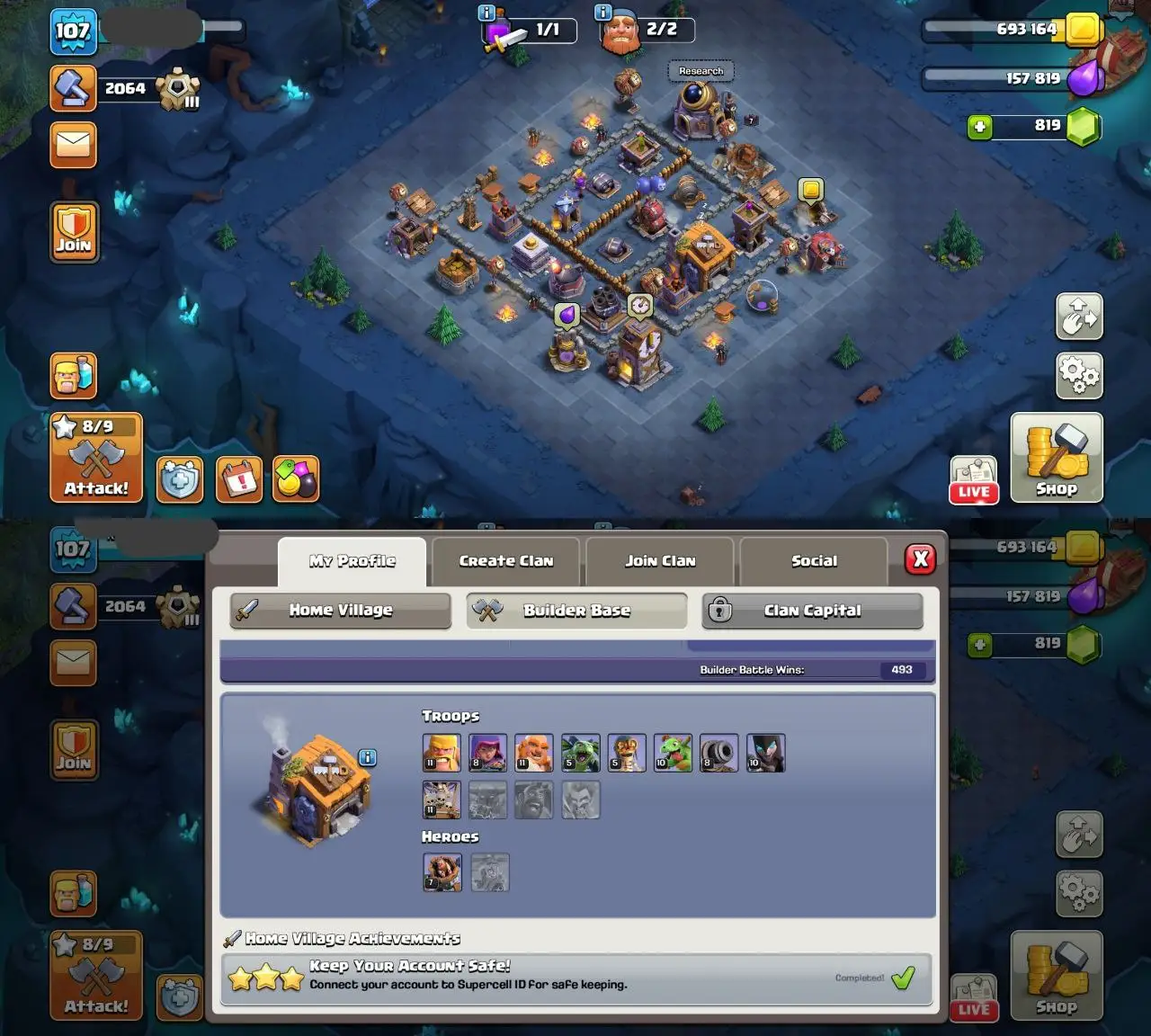 💎 TH12 BEGINNERS ACC 💎 | 1 EPIC EQUIPS | HEROES 42-46-20-18 👑 | MAGIC ITEMS 💰 | 500 RENAME ✅ | FAST DELIVERY 🚀