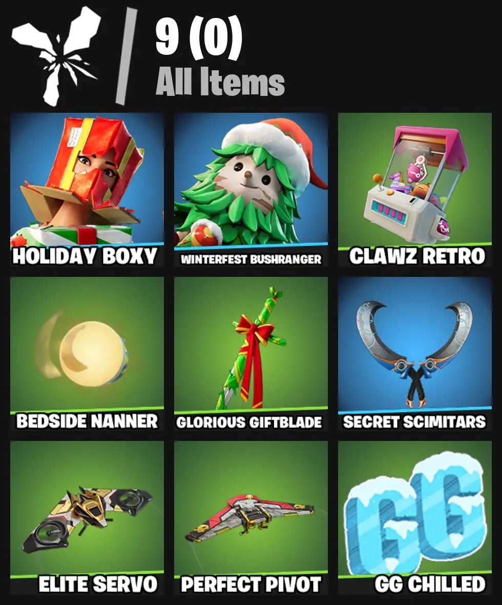 [PC/PSN/XBOX] 2 skins | Holiday Boxy | Winterfest Bushranger | Clawz Retro | Bedside Nanner | Glorious Giftblade | Secret Scimitars | Elite Servo | 0 VB