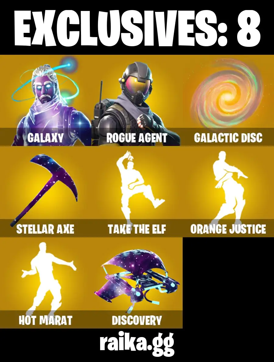 [PC/PSN/XBOX] 27 skins | Galaxy | Rogue Agent | Stellar Axe| BLACK WEREWOLF | Discovery | Carbide | Omega | Raven | Galactic Disc | Valor | Ruby Shadows |