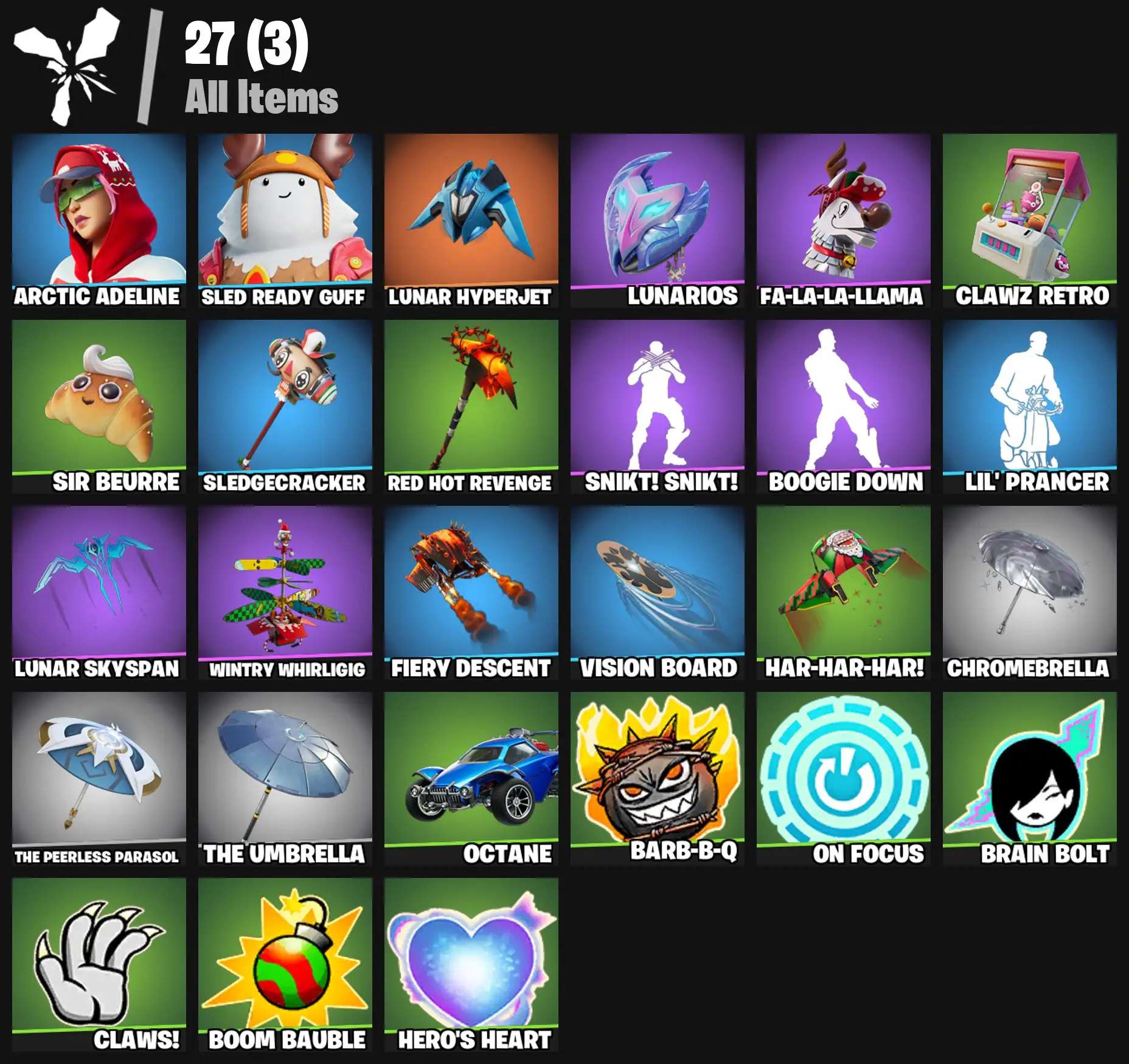 [PC/PSN/XBOX] 2 skins | Arctic Adeline | Sled Ready Guff | Lunar Hyperjet | Lunarios | Fa-la-la-Llama | Clawz Retro | Sir Beurre | Sledgecracker | 100 VB