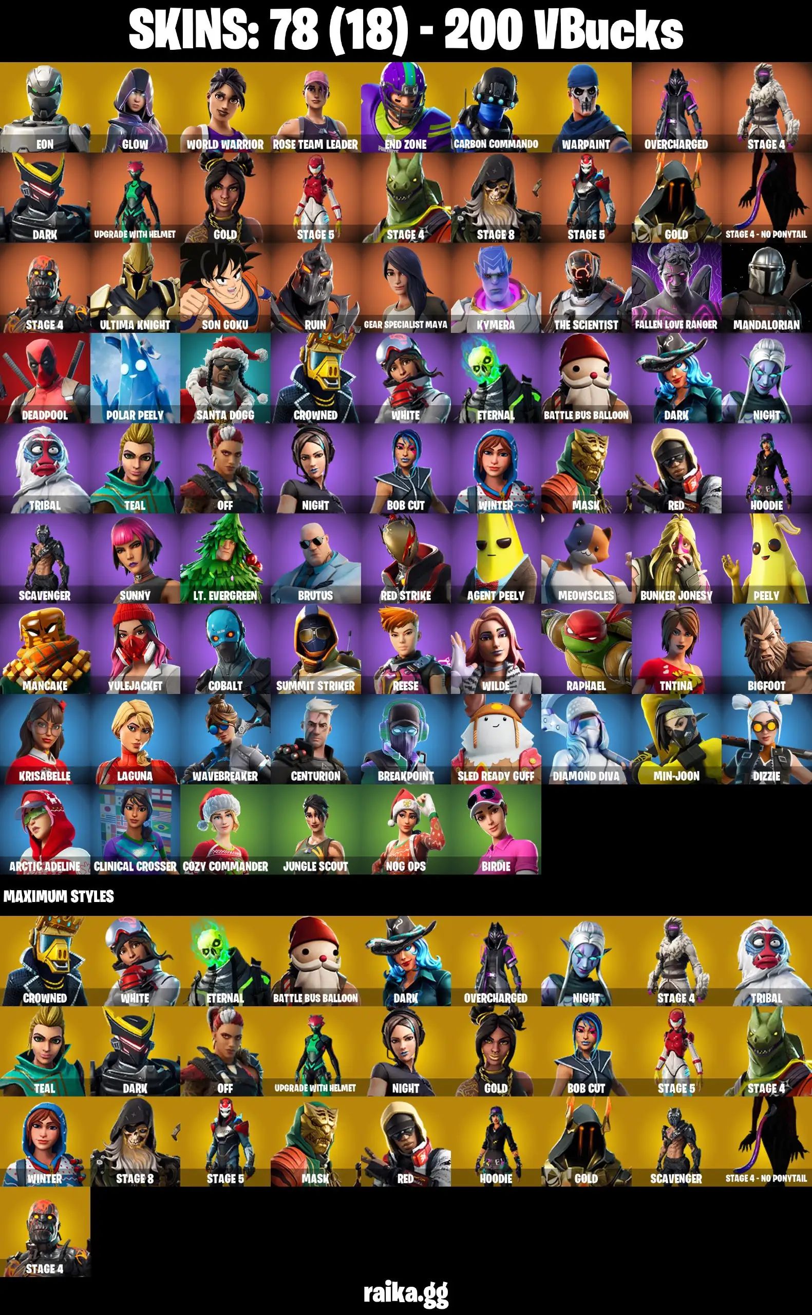 🔥 OG Stacked Account 🔥 78 skins | Eon | Glow | OG STW | Warpaint | Breakpoint | World Warrior | Deadpool | Peely | Take The Elf | End Zone