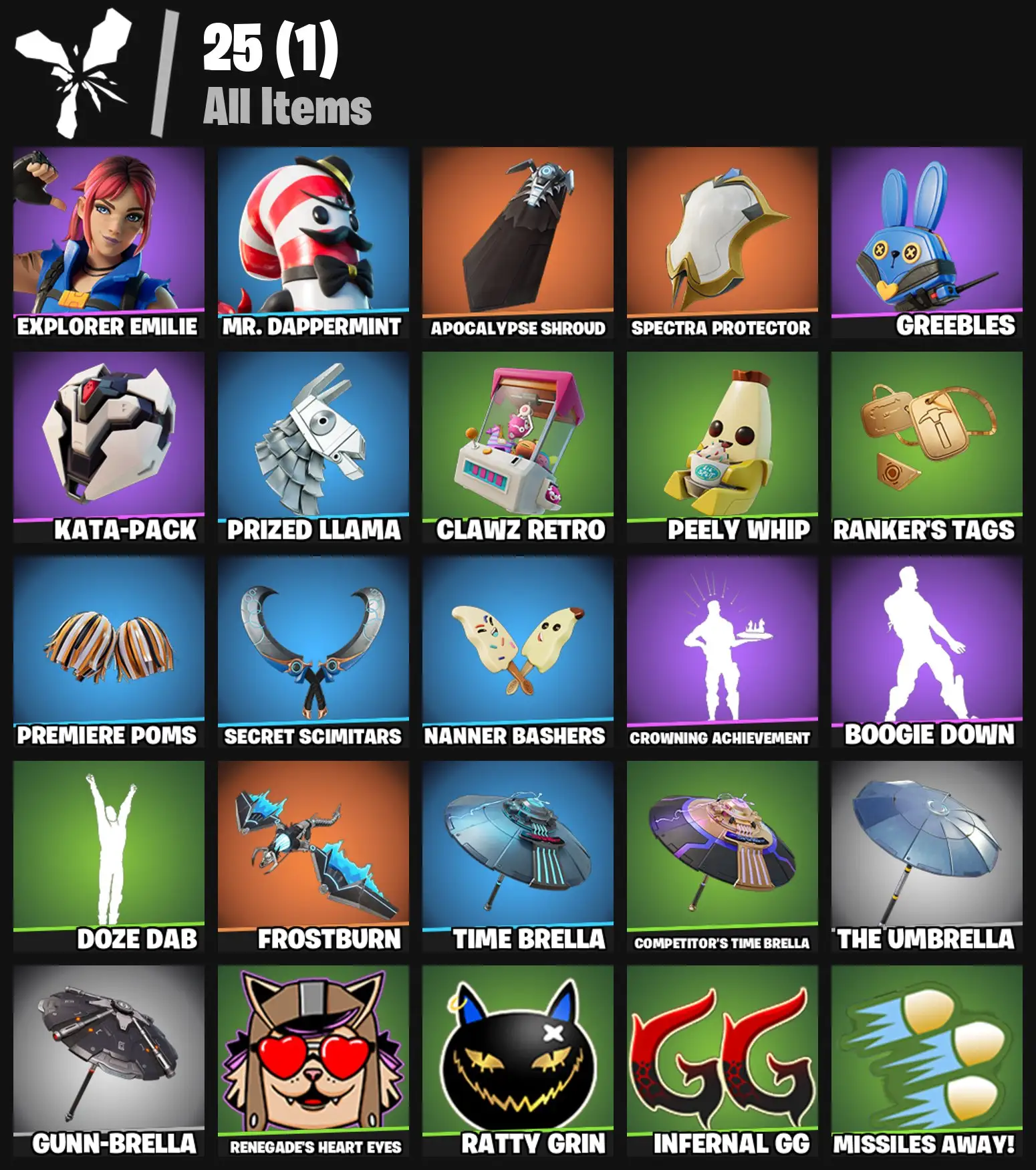 [PC/PSN/XBOX] 2 skins | Explorer Emilie | Mr. Dappermint | Apocalypse Shroud | Spectra Protector | Greebles | Kata-Pack | Prized Llama | Clawz Retro | 200 VB