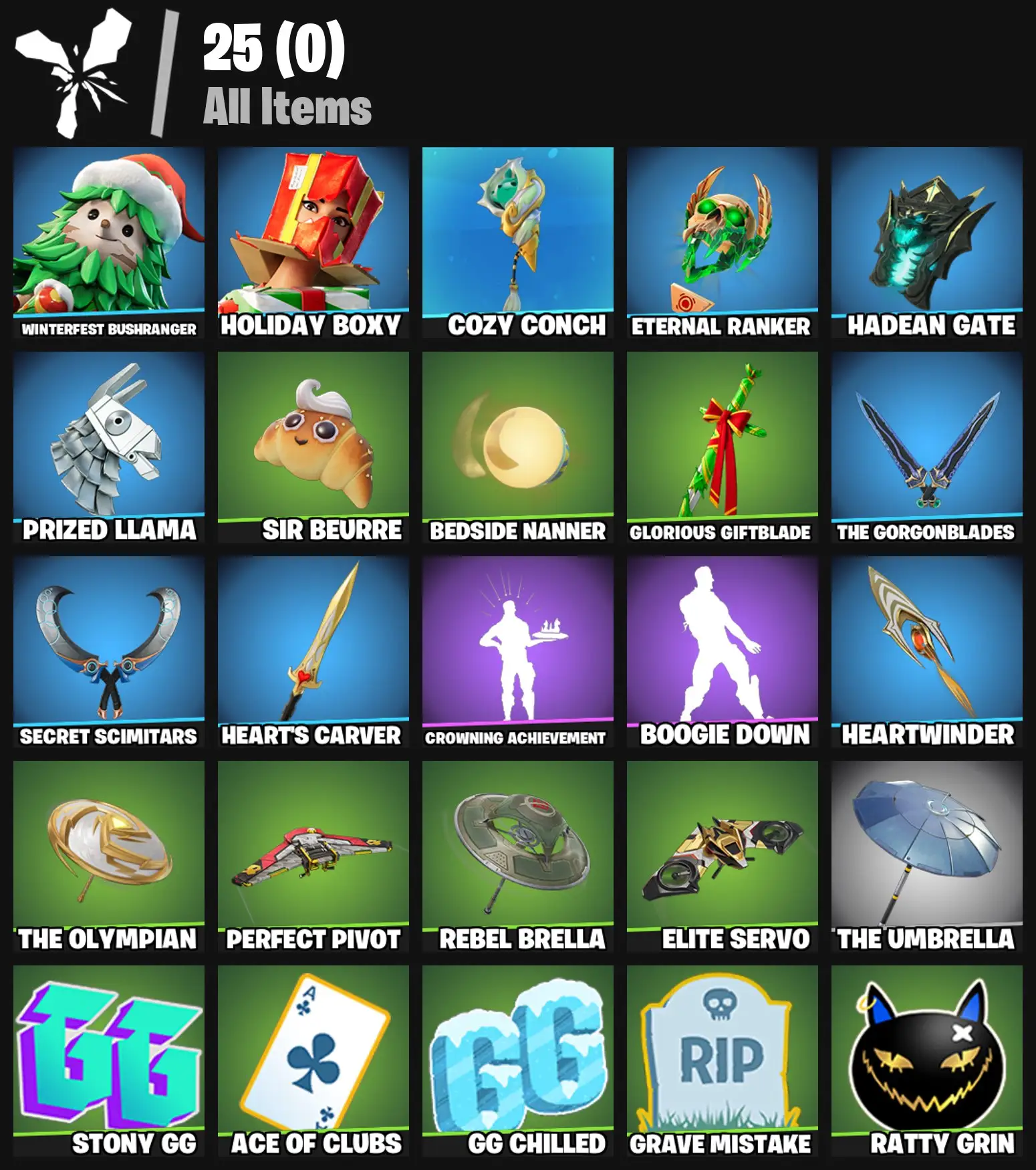 [PC/PSN/XBOX] 2 skins | Winterfest Bushranger | Holiday Boxy | Cozy Conch | Eternal Ranker | Hadean Gate | Prized Llama | Sir Beurre | 100 VB