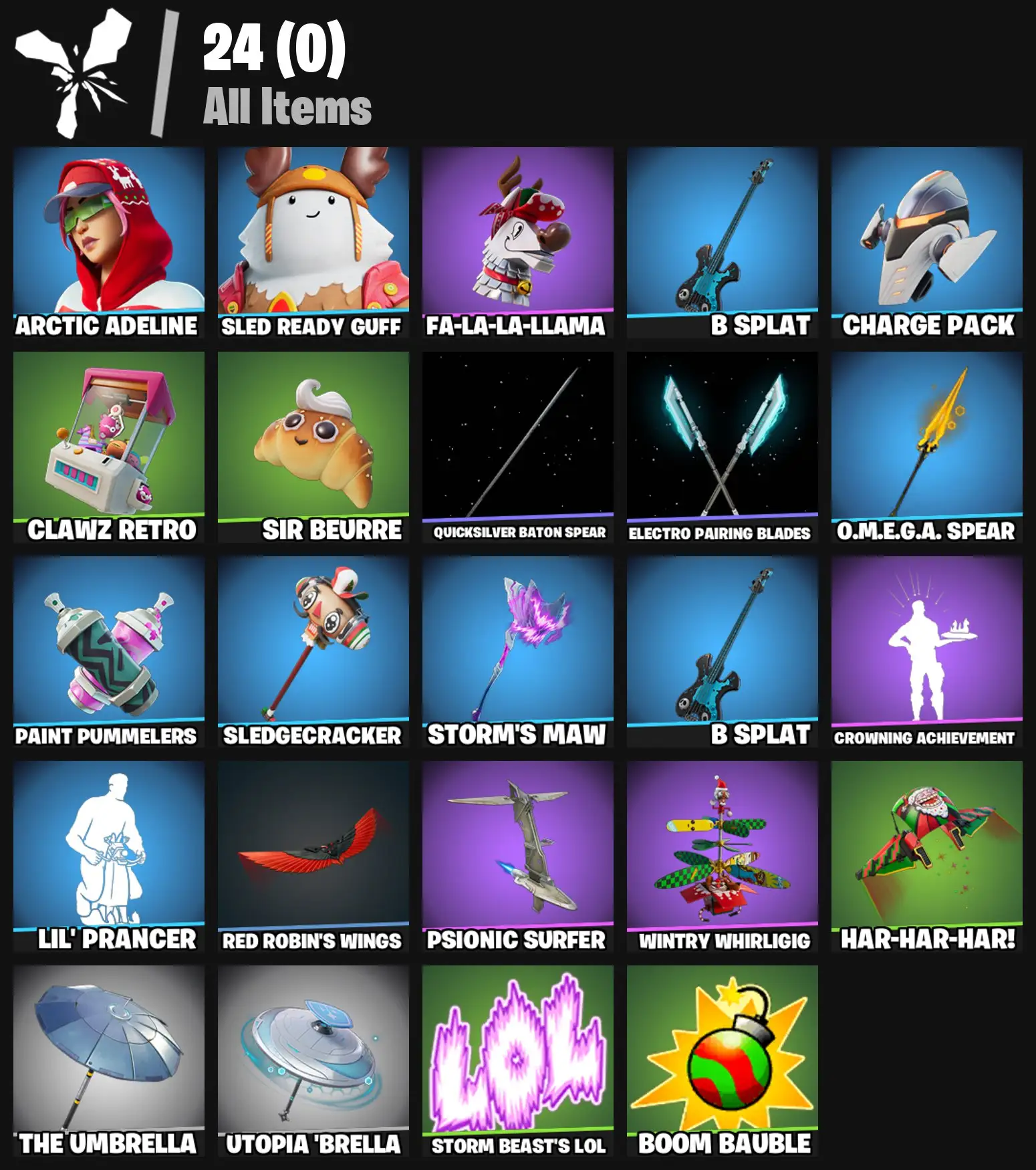 [PC/PSN/XBOX] 2 skins | Arctic Adeline | Sled Ready Guff | Fa-la-la-Llama | B Splat | Charge Pack | Clawz Retro | Sir Beurre | 100 VB