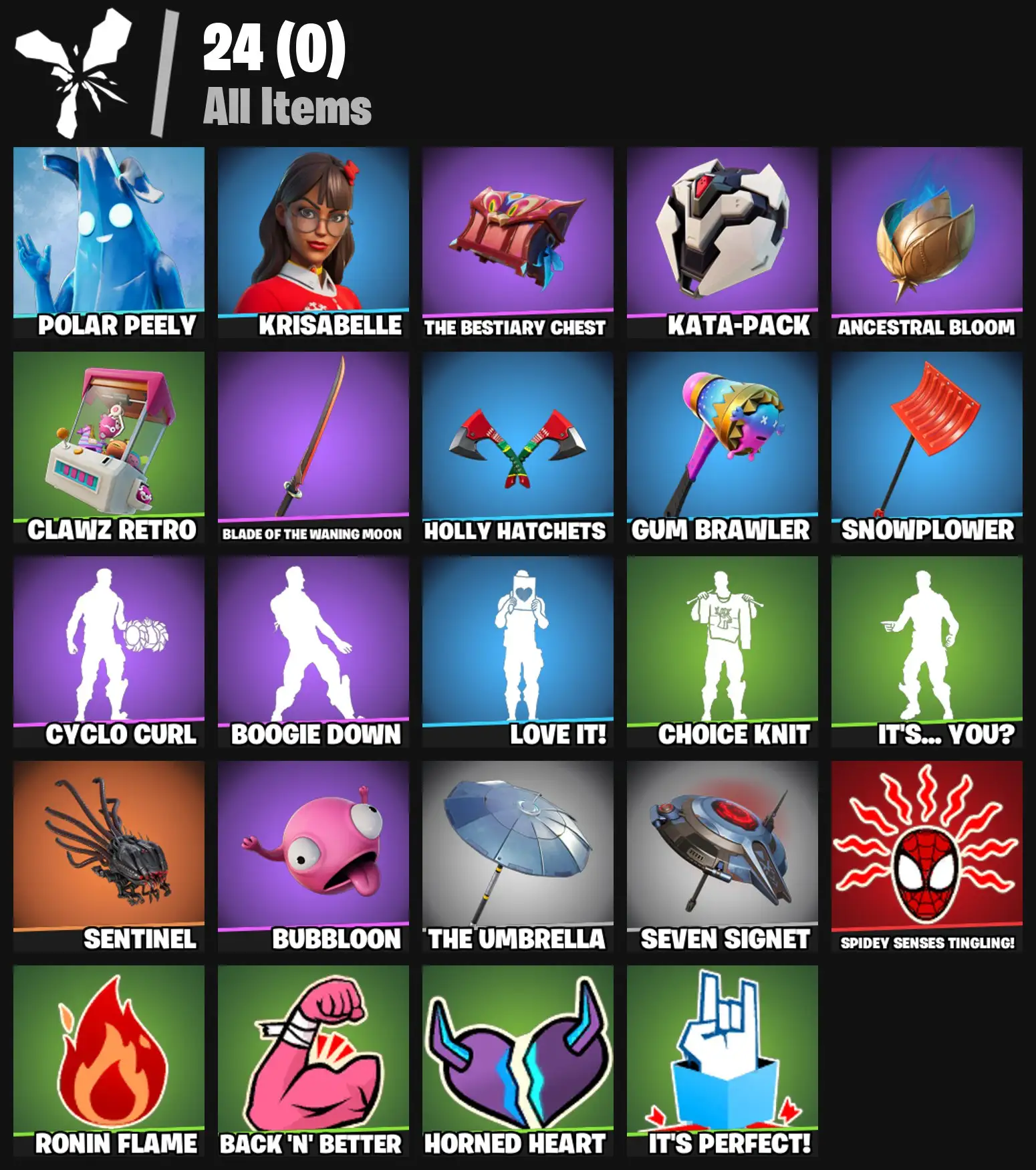 [PC/PSN/XBOX] 2 skins | Polar Peely | Krisabelle | The Bestiary Chest | Kata-Pack | Ancestral Bloom | Clawz Retro | Blade of the Waning Moon | 200 VB