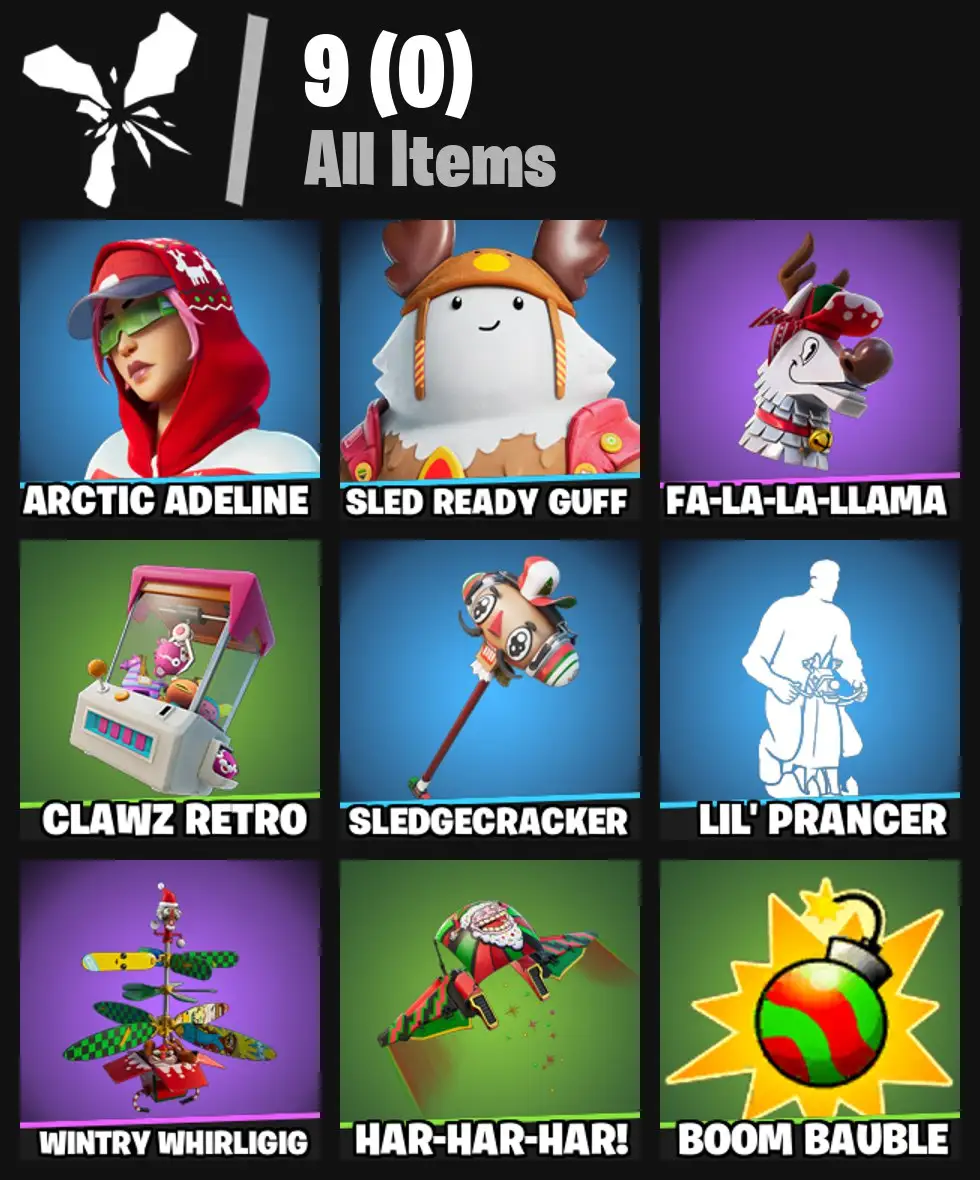[PC/PSN/XBOX] 2 skins | Arctic Adeline | Sled Ready Guff | Fa-la-la-Llama | Clawz Retro | Sledgecracker | Lil' Prancer | Wintry Whirligig | 0 VB