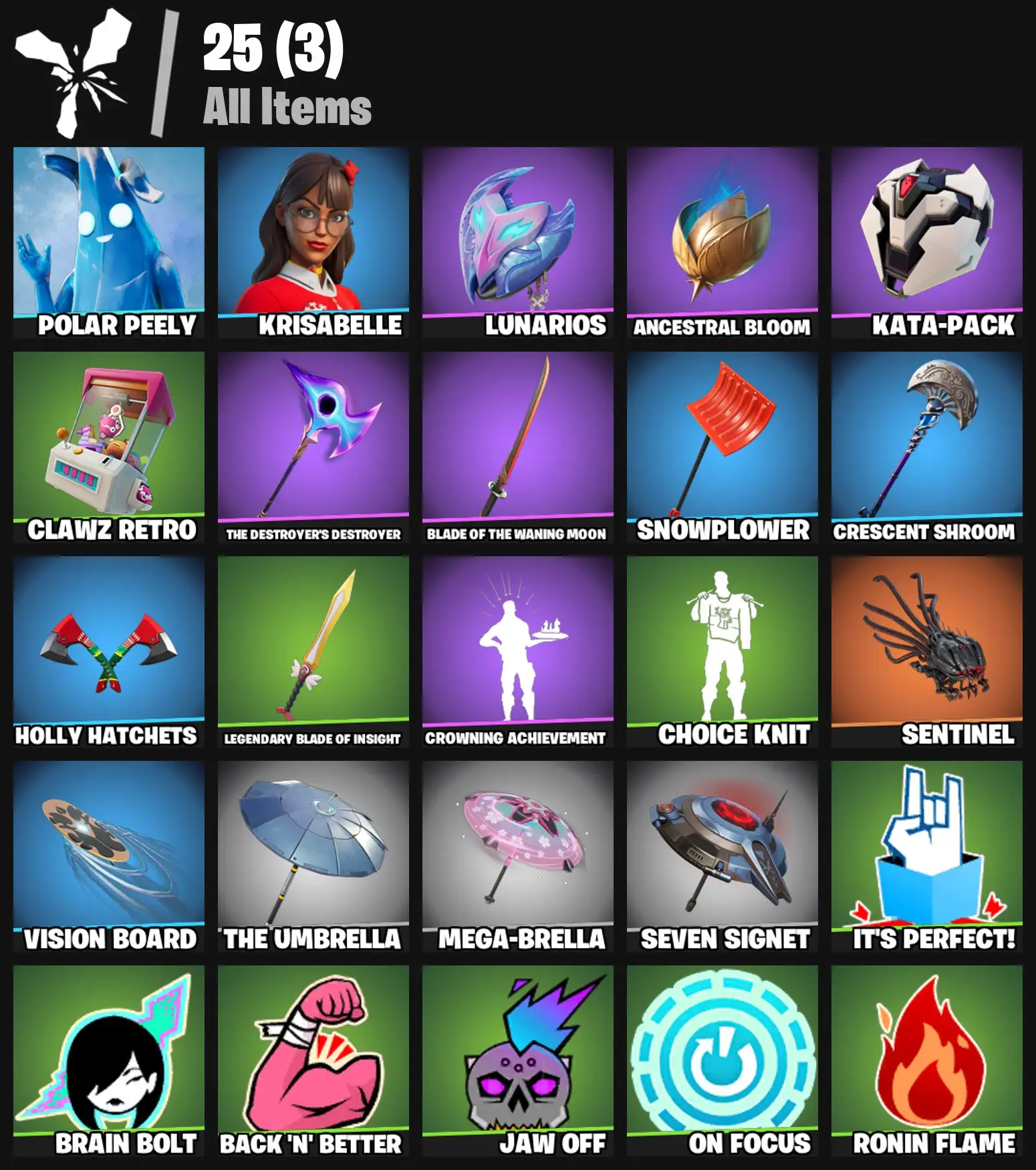 [PC/PSN/XBOX] 2 skins | Polar Peely | Krisabelle | Lunarios | Ancestral Bloom | Kata-Pack | Clawz Retro | The Destroyer's Destroyer | 100 VB