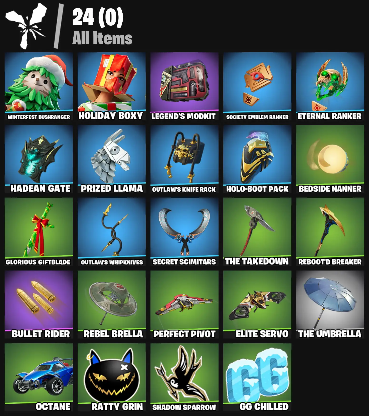 [PC/PSN/XBOX] 2 skins | Winterfest Bushranger | Holiday Boxy | Legend's Modkit | Society Emblem Ranker | Eternal Ranker | Hadean Gate | Prized Llama | 100 VB