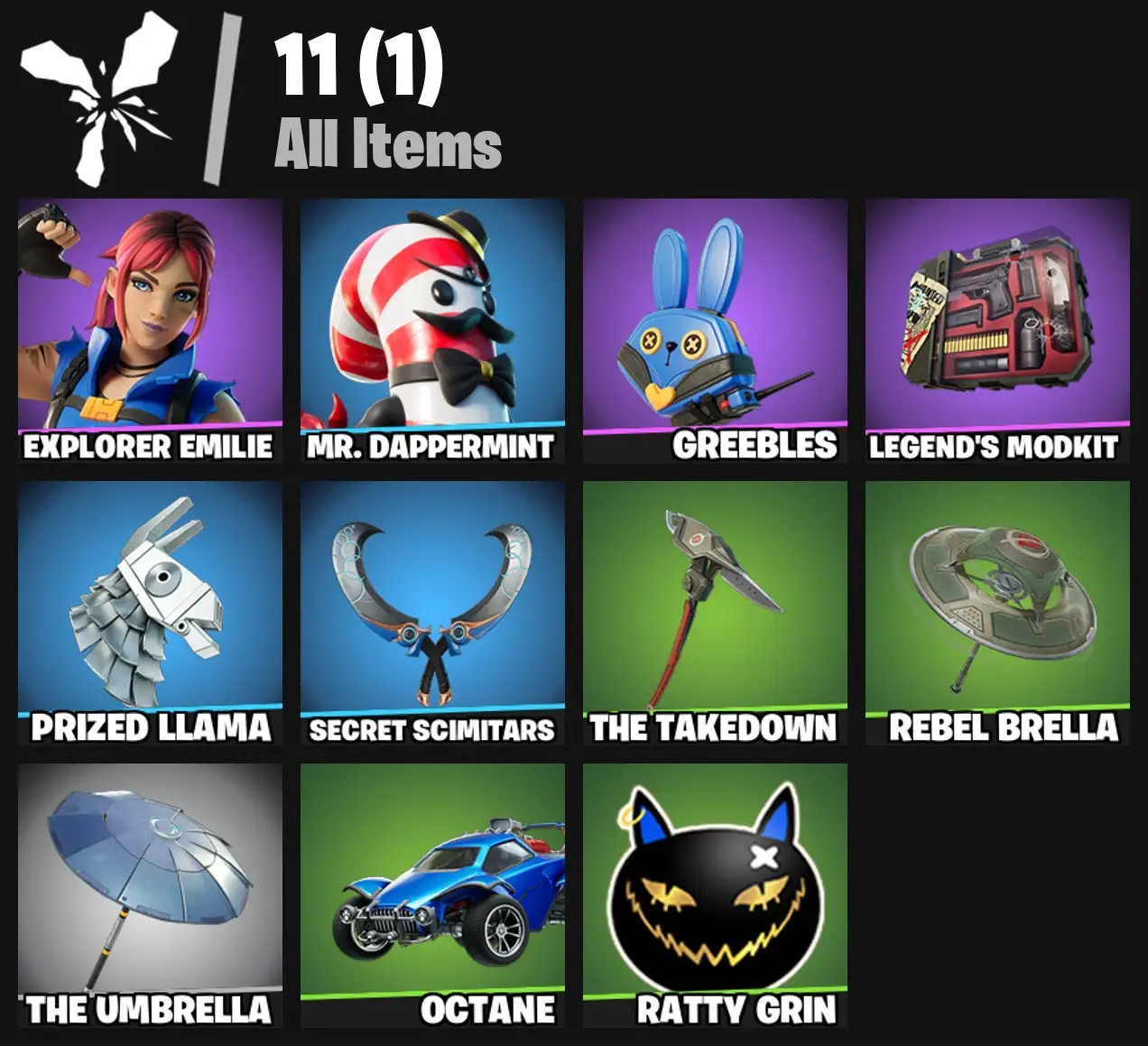 [PC/PSN/XBOX] 2 skins | Explorer Emilie | Mr. Dappermint | Greebles | Legend's Modkit | Prized Llama | Secret Scimitars | The Takedown | 100 VB