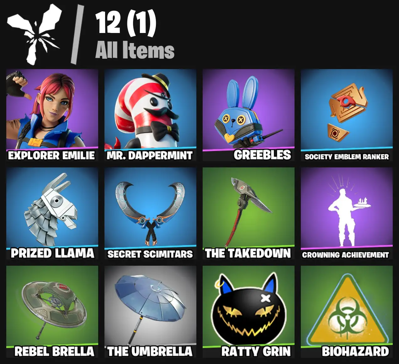 [PC/PSN/XBOX] 2 skins | Explorer Emilie | Mr. Dappermint | Greebles | Society Emblem Ranker | Prized Llama | Secret Scimitars | The Takedown | 100 VB