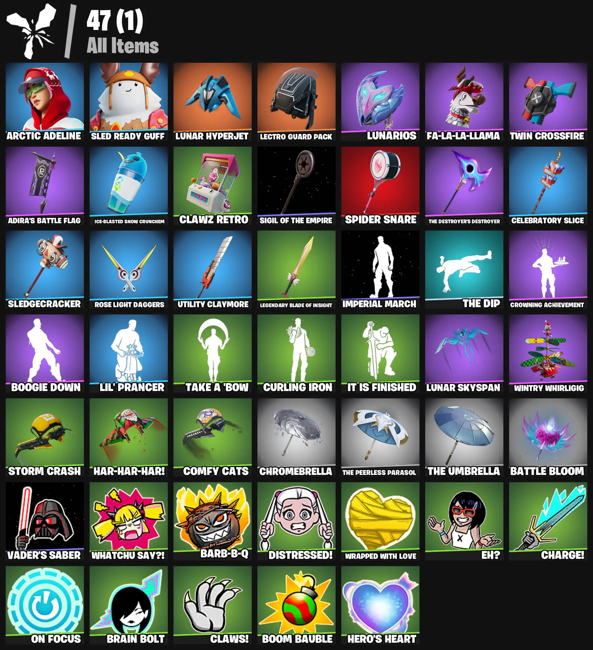 [PC/PSN/XBOX] 2 skins | Arctic Adeline | Sled Ready Guff | Lunar Hyperjet | Lectro Guard Pack | Lunarios | Fa-la-la-Llama | Twin Crossfire | 0 VB