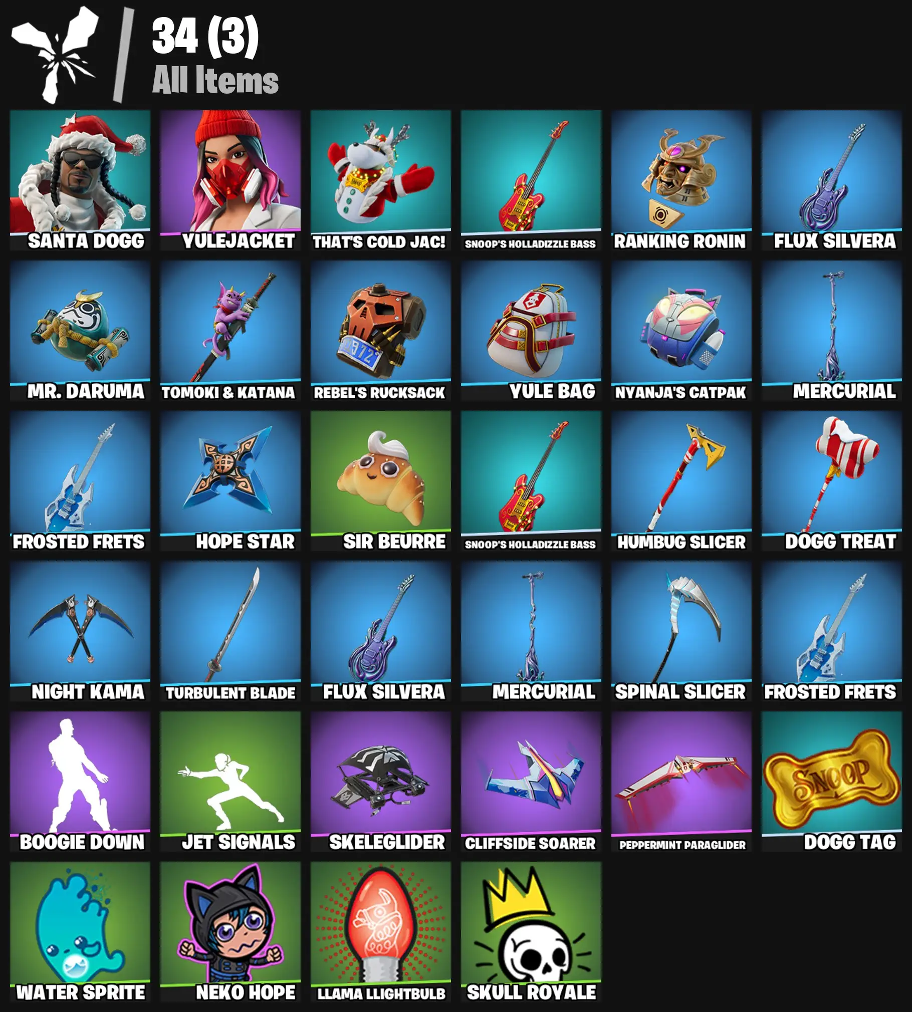 [PC/PSN/XBOX] 2 skins | Santa Dogg | Yulejacket | That's Cold Jac! | Snoop's Holladizzle Bass | Ranking Ronin | Flux Silvera | Mr. Daruma | 100 VB