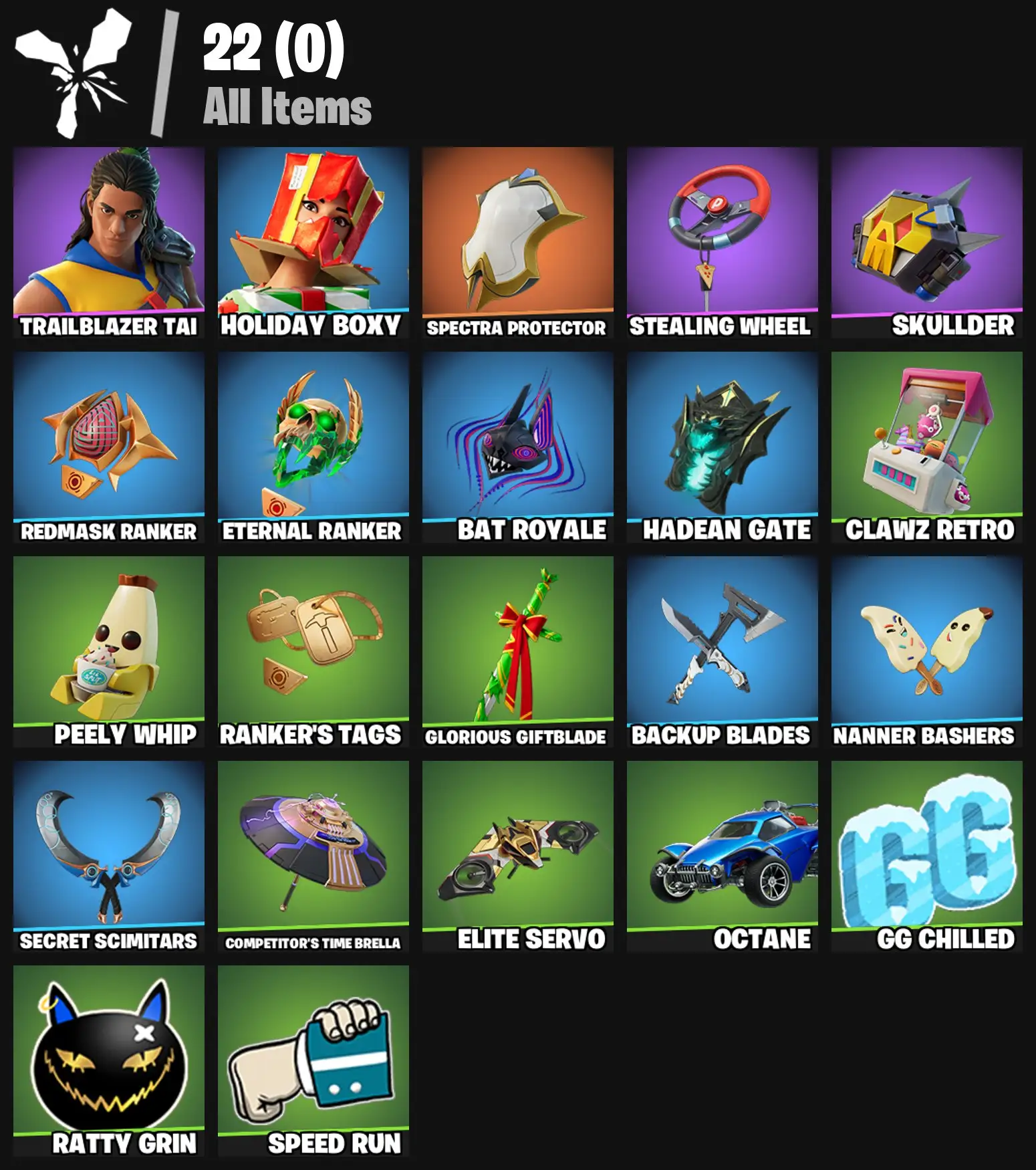 [PC/PSN/XBOX] 2 skins | Trailblazer Tai | Holiday Boxy | Spectra Protector | Stealing Wheel | Skullder | Redmask Ranker | Eternal Ranker | 100 VB