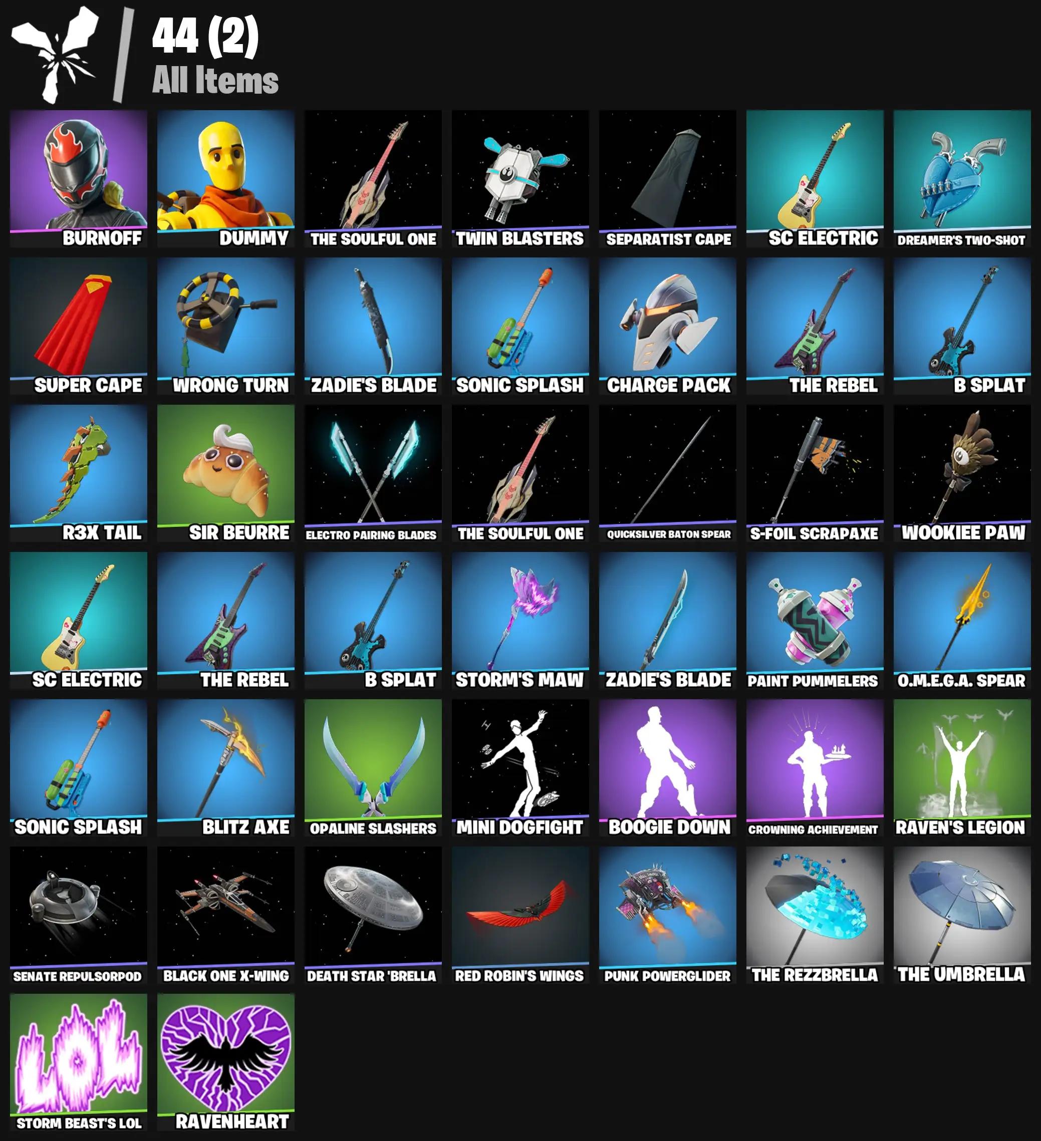 [PC/PSN/XBOX] 2 skins | Burnoff | Dummy | The Soulful One | Twin Blasters | Separatist Cape | SC Electric | Dreamer's Two-Shot | Super Cape | 400 VB