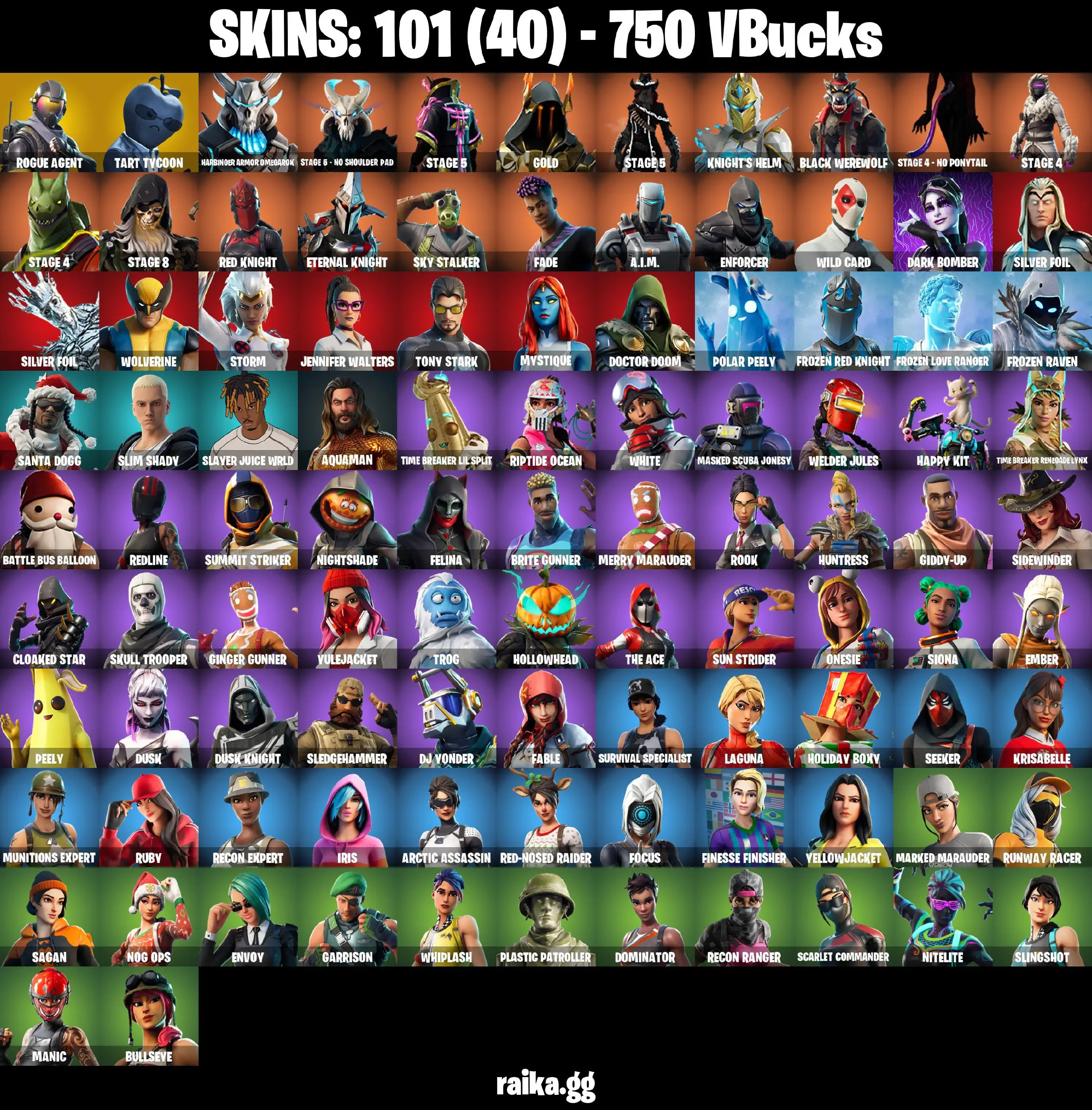 [PC/PSN/XBOX] 101 Stacked skins + Og emotes | Rogue Agent | Tart Tycoon | Harbinger Armor Omegarok | Ragnarock STAGE 5 |Drift STAGE 5 | Gold | Lynx STAGE 5 | 750 VB